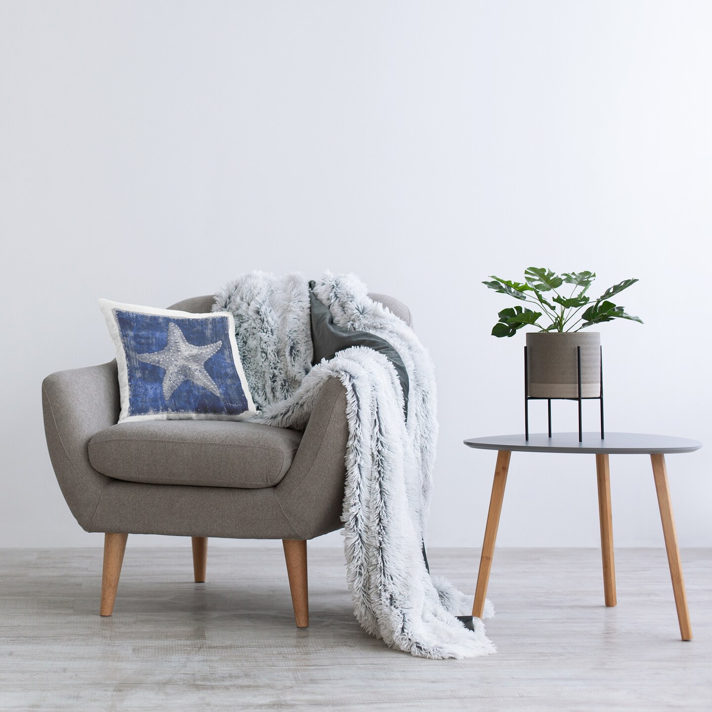 Rustic Indigo Starfish Decorative Printed Throw Pillow Design by Paul Brent, 18 x 7 x 18