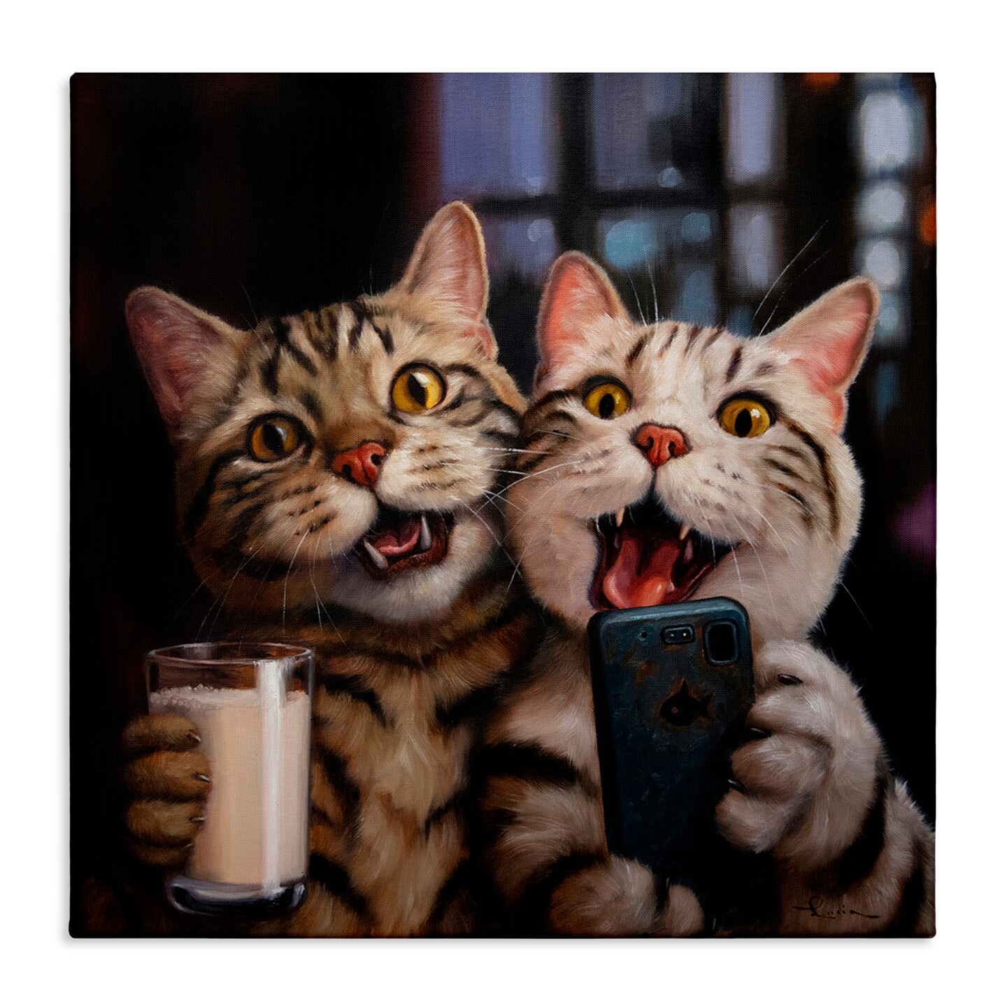 Stupell Industries Happy Selfie Cats Canvas Wall Art Design by Lucia Heffernan