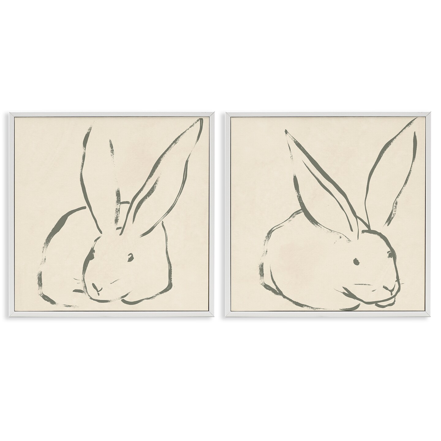 Stupell Industries Minimalist Resting Rabbit Line Drawing 2 pc Framed Giclee Wall Art Set Design by June Erica Vess