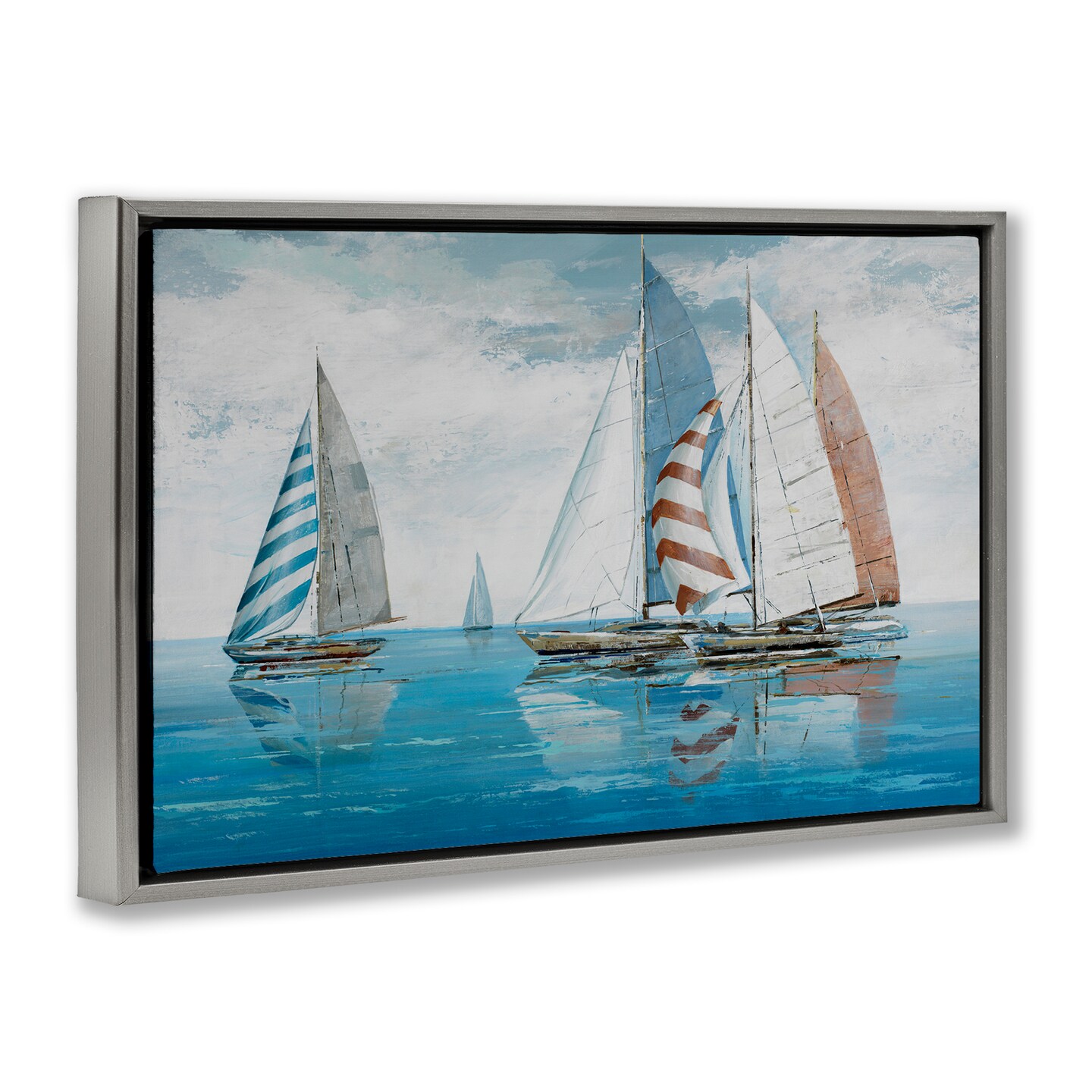 Stupell Industries Maritime Ocean Yachts Framed Floater Canvas Wall Art Design by Max Maxx