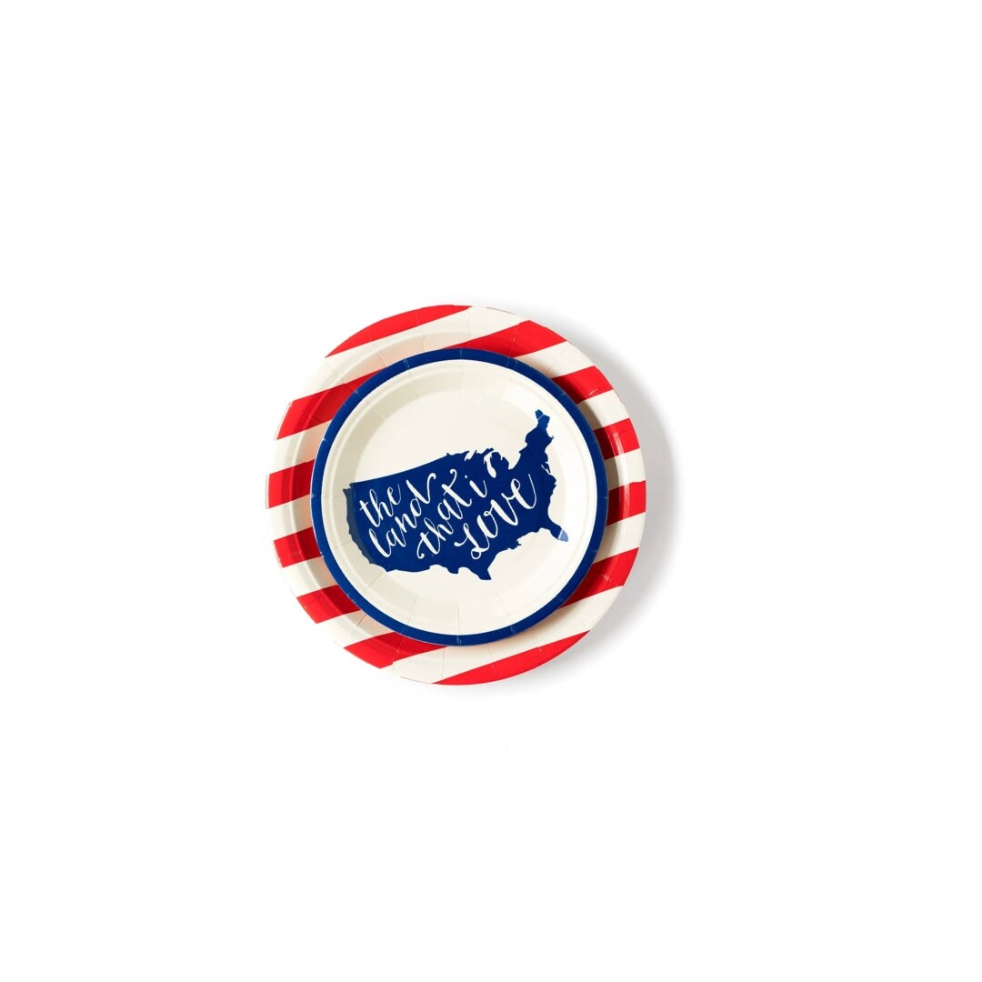 Red Stripe Americana Plate - 4th of July Red &#x26; Ivory Striped Decor