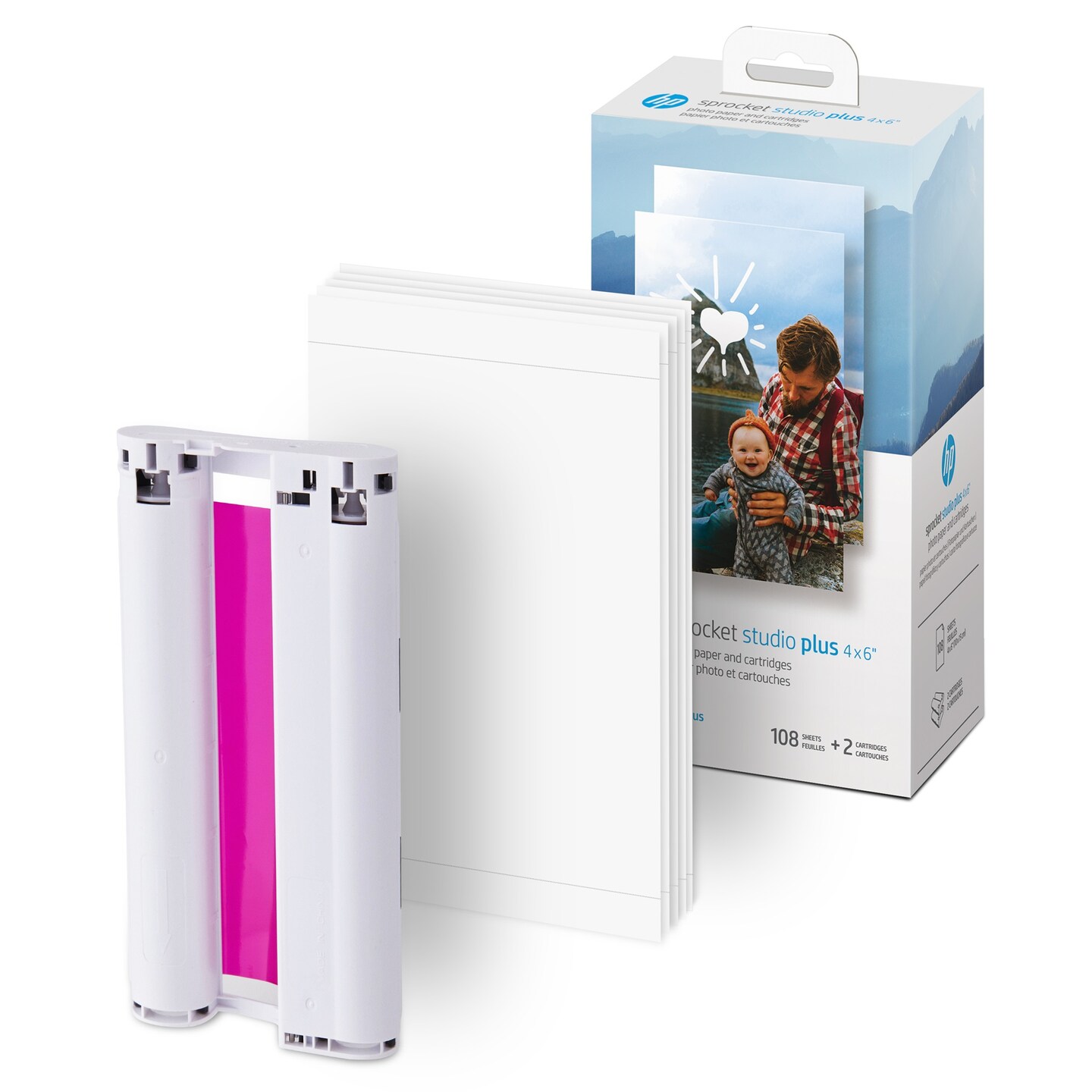 HP Sprocket Studio Plus 4x6 Wireless Instant Photo Printer &#x2013; 118 Sheets &#x26; Cartridge Bundle