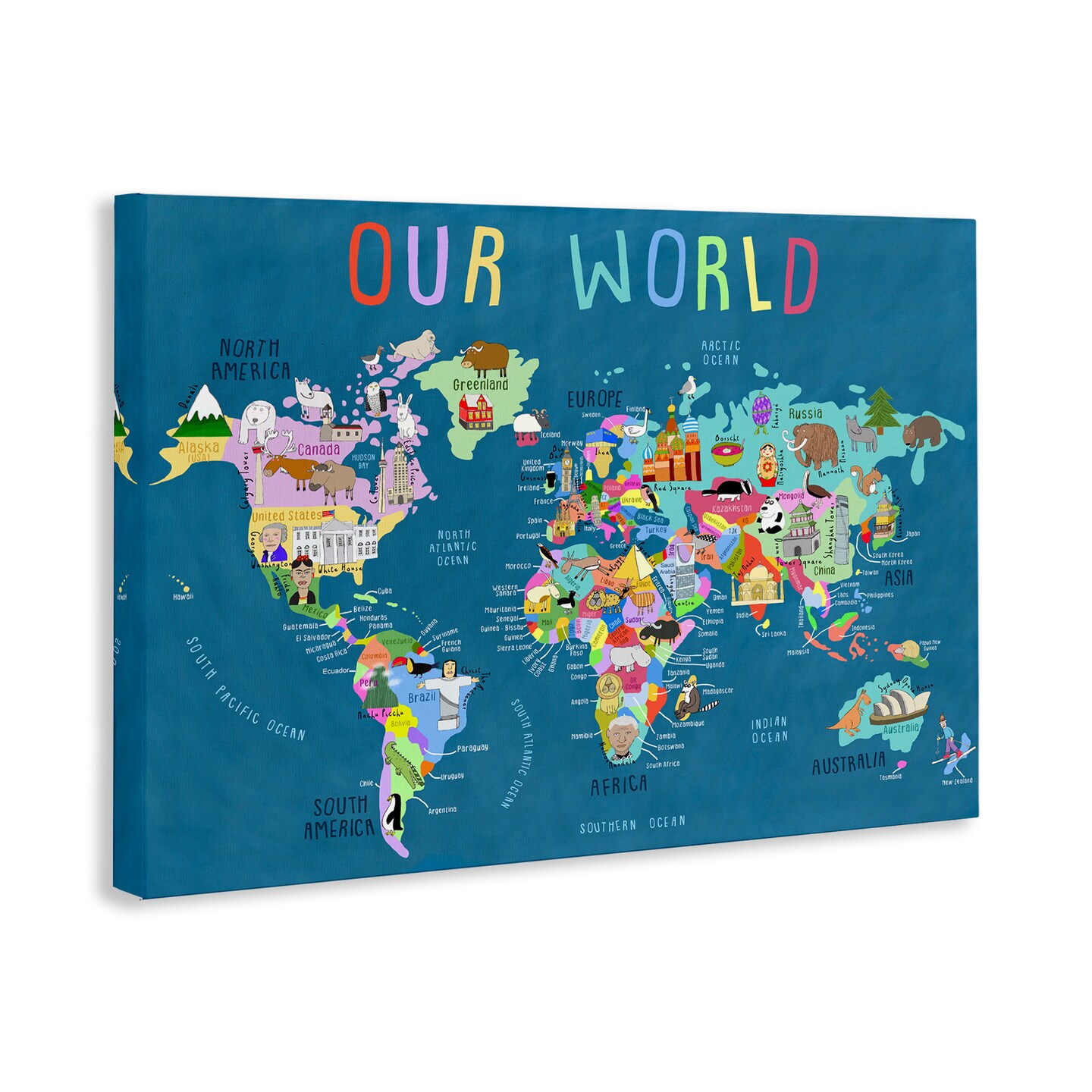 Stupell Industries Our World Map Canvas Wall Art Design by Carla Daly
