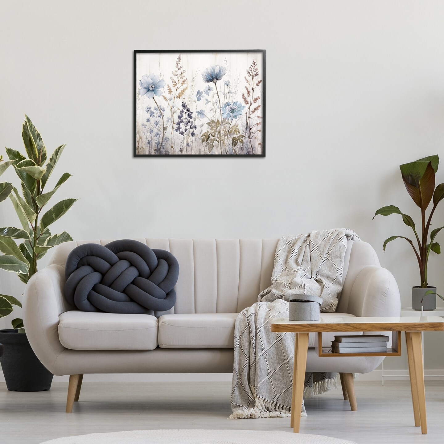 Stupell Industries Blue Nature Blossoms Framed Giclee Wall Art Design by Sasha