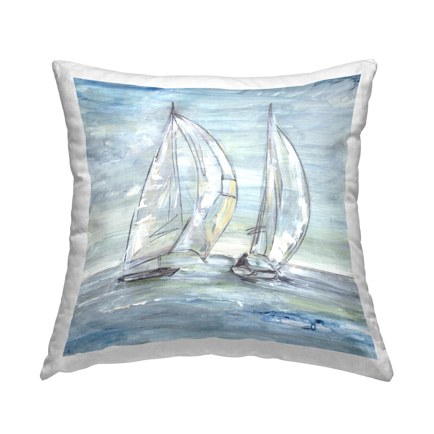 Windswept Sailboat Duo Decorative Printed Throw Pillow Design by Lera, 18 x 7 x 18