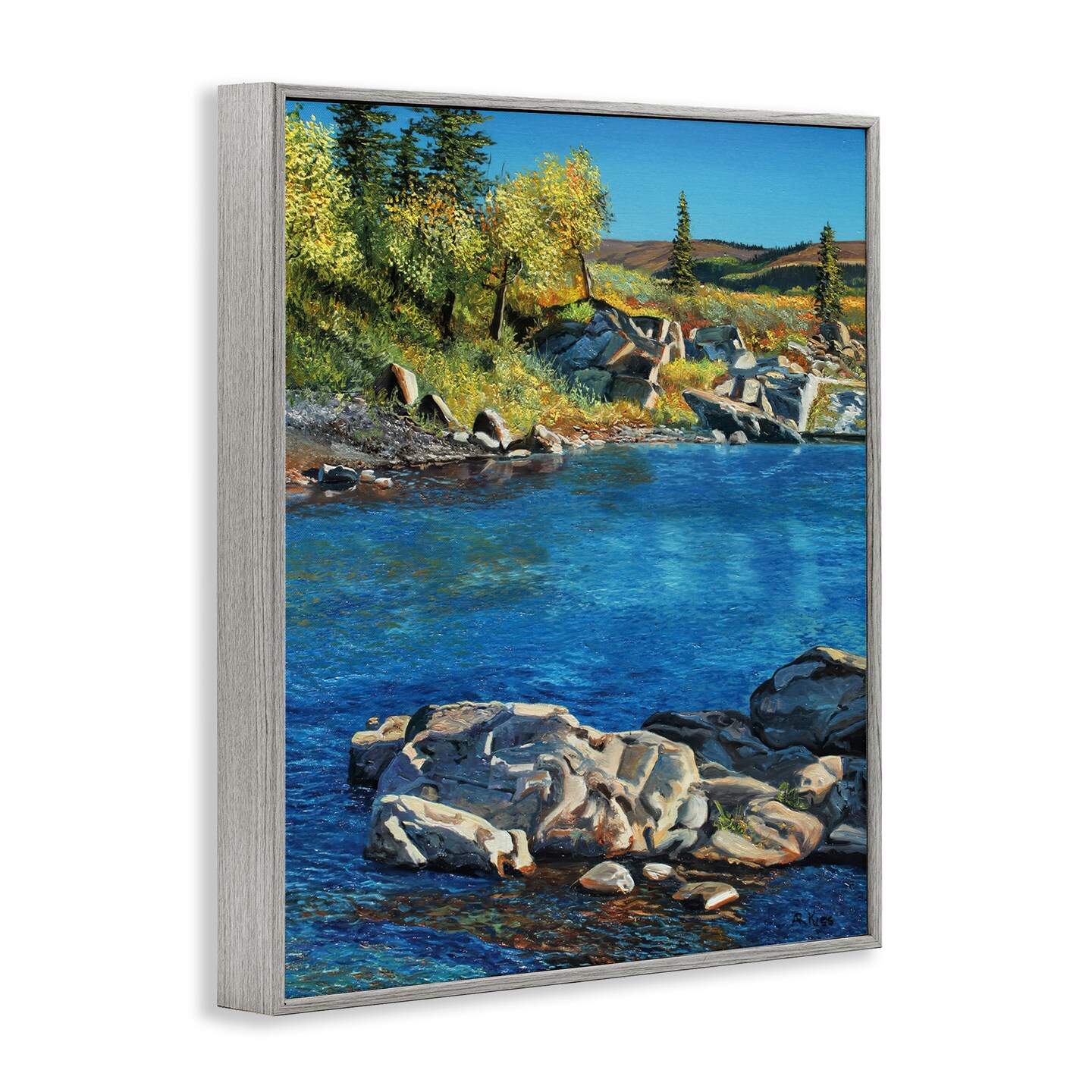 Stupell Industries Rocky River Landscape Framed Giclee Wall Art Design by Andrew Kiss