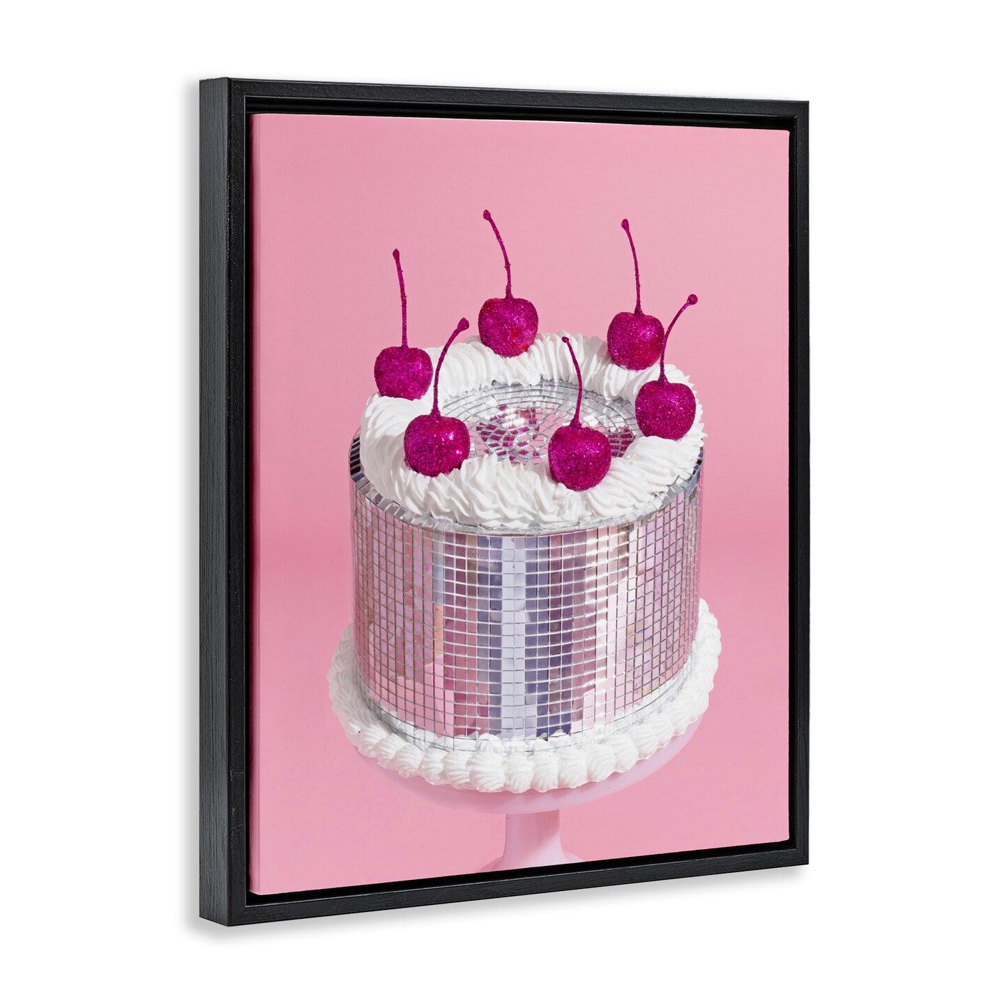 Stupell Industries Disco Pattern Cake Framed Floater Canvas Wall Art Design by LISH Creative