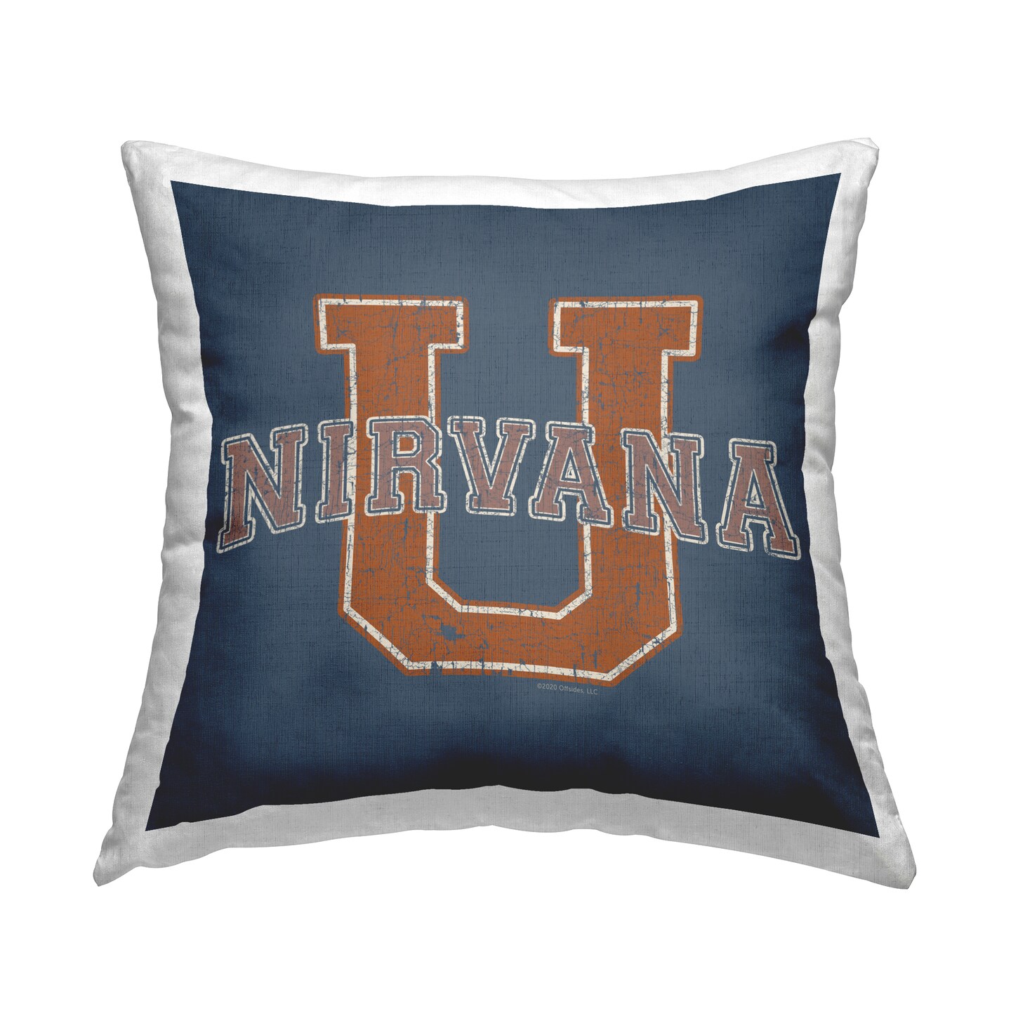 Nirvana U Varsity Style Decorative Printed Throw Pillow Design by Higher Learning/Life Is High, 18 x 7 x 18