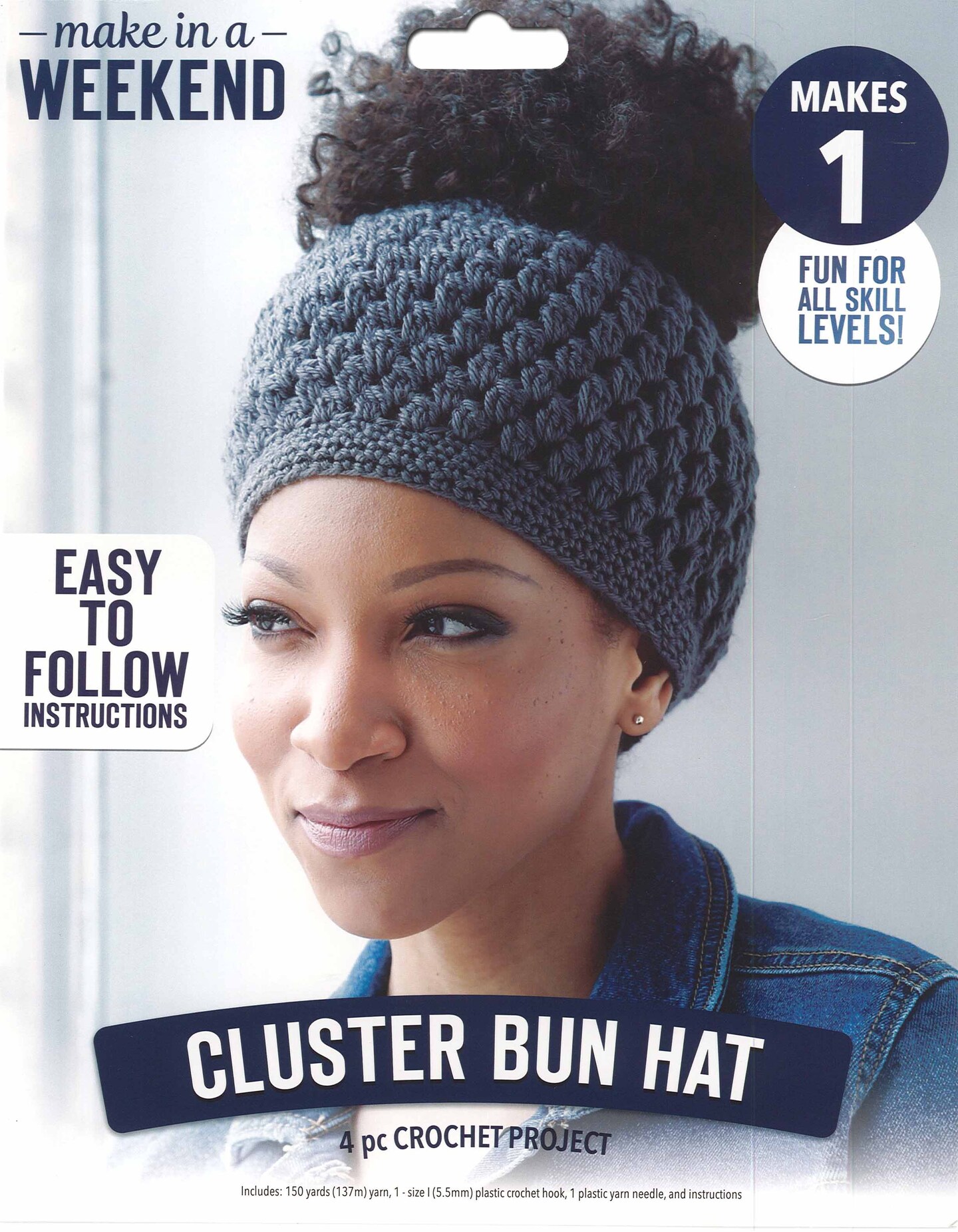 Leisure Arts Kit Weekend Crochet Cluster Bun Hat