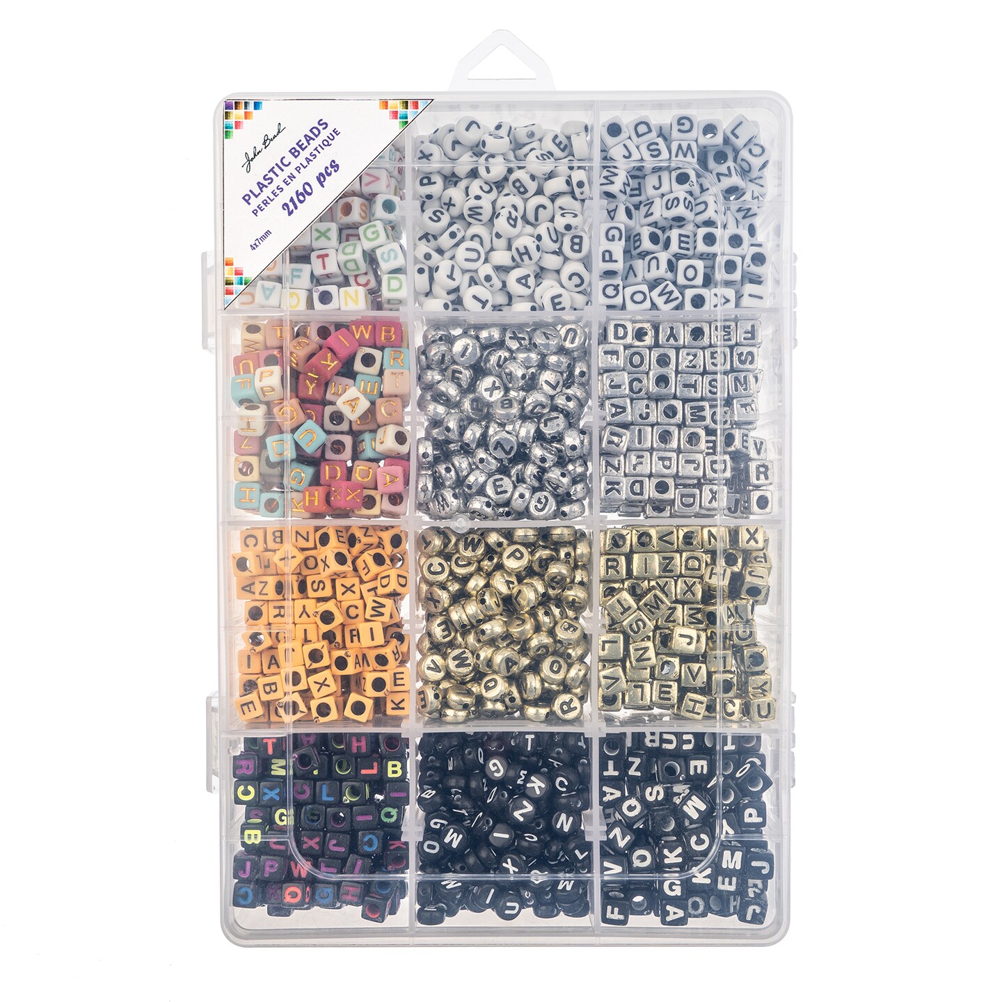 John Bead Assorted Plastic Alphabet Jewelry Making Beads Box