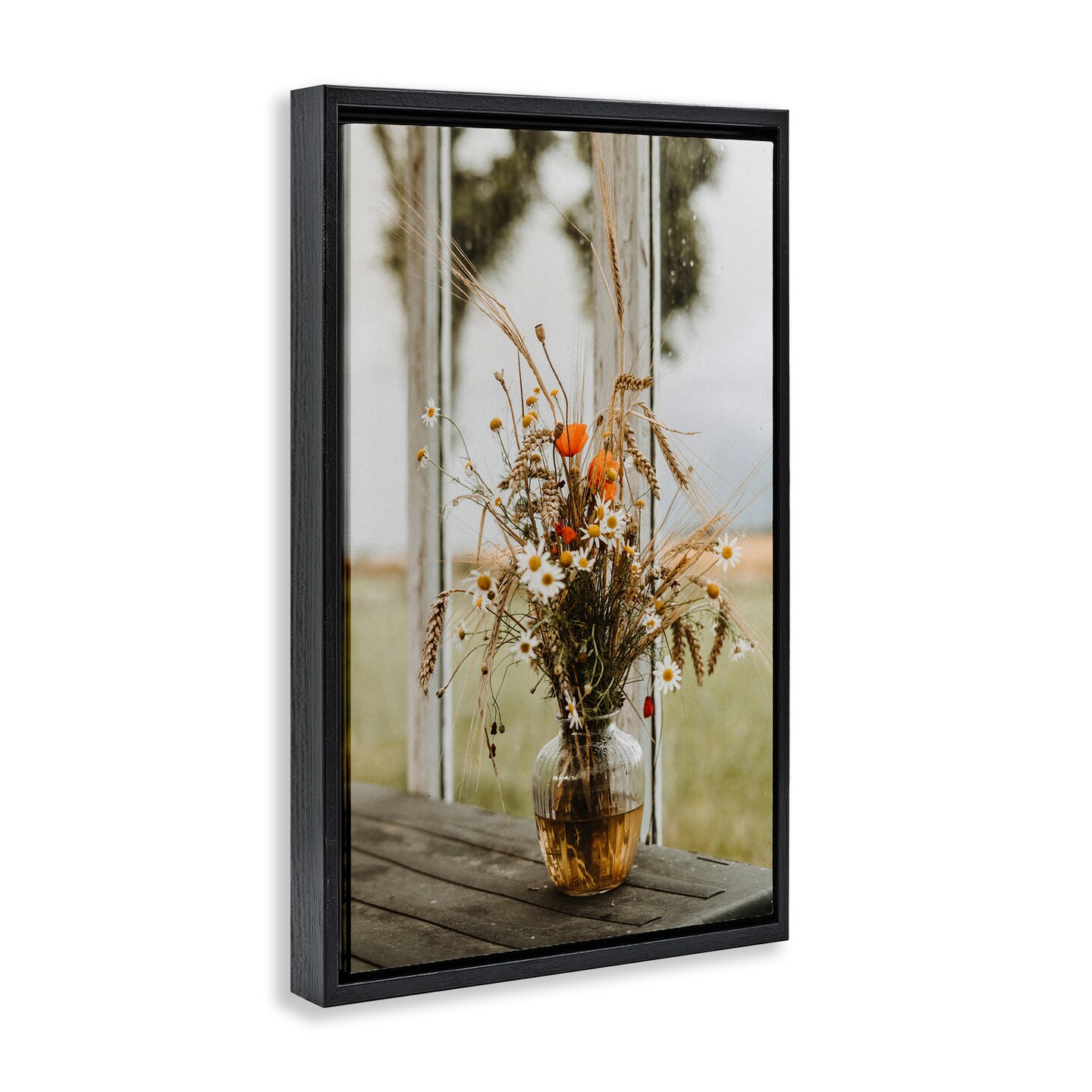 Stupell Industries Bouquet with Window View Framed Floater Canvas Wall Art Design by Incado
