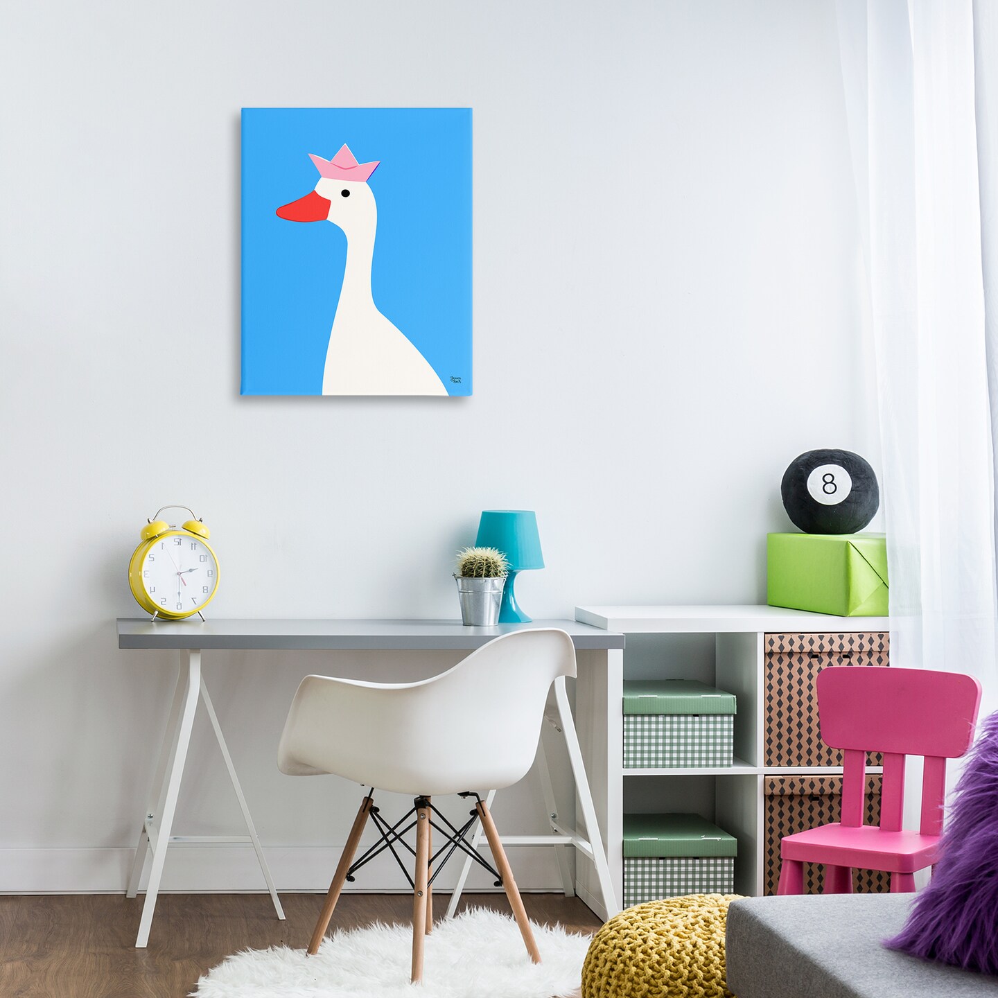 Stupell Industries Crowned Goose on Blue Canvas Wall Art Design by Jessica Beck