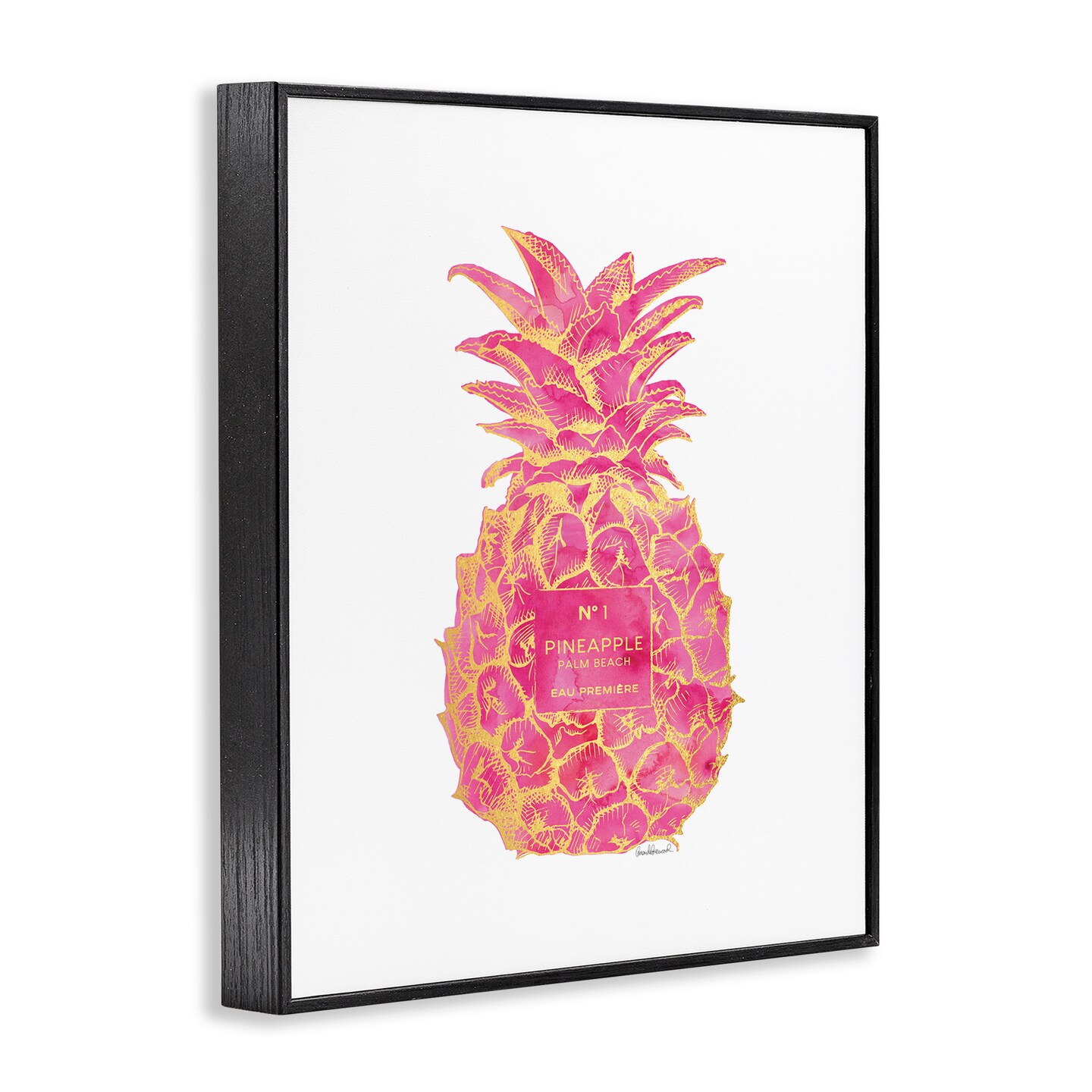 Stupell Industries Glam &#x26; Pink Pineapple Framed Giclee Wall Art Design by Amanda Greenwood