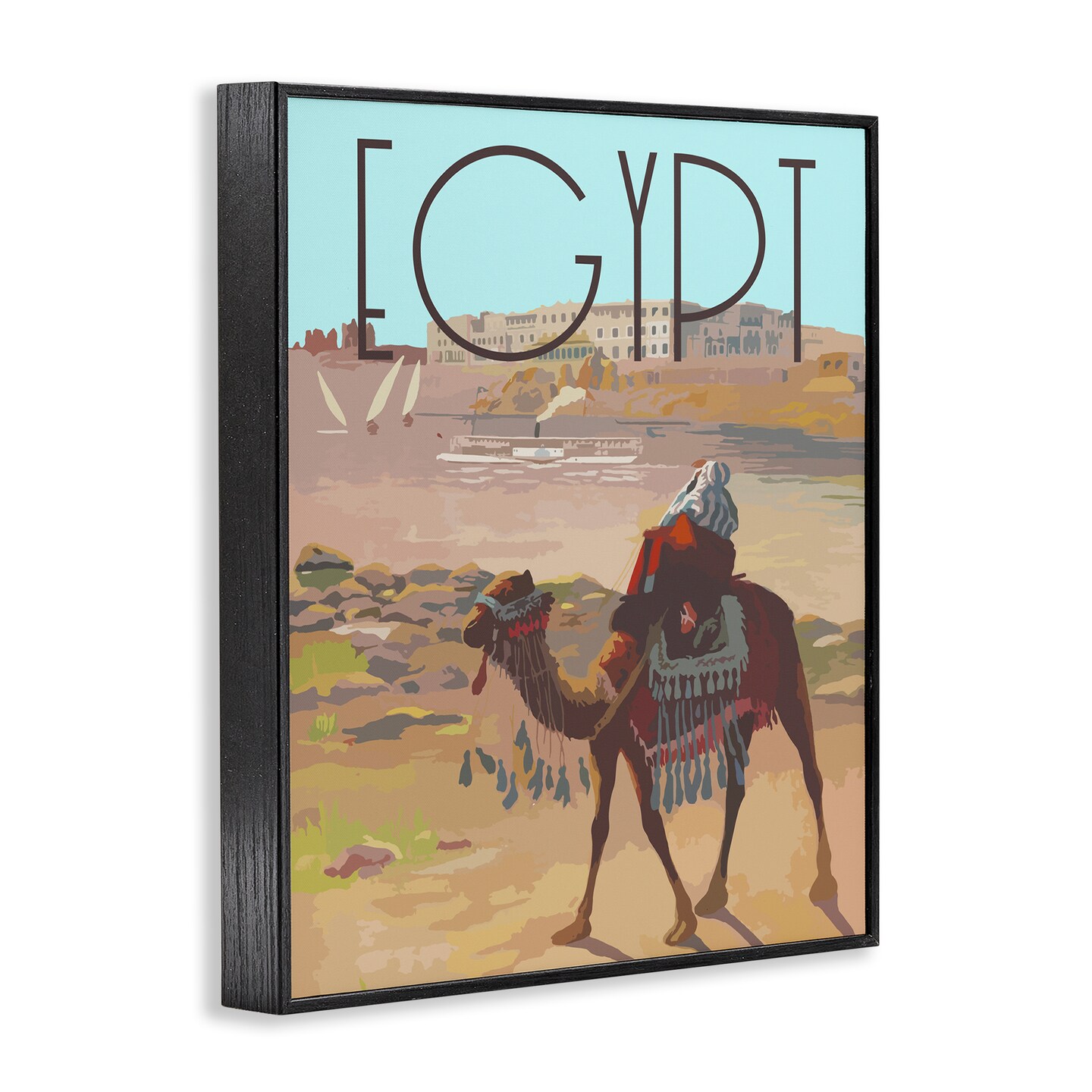 Stupell Industries Egypt Camel Scene Framed Giclee Wall Art Design by Daphne Polselli