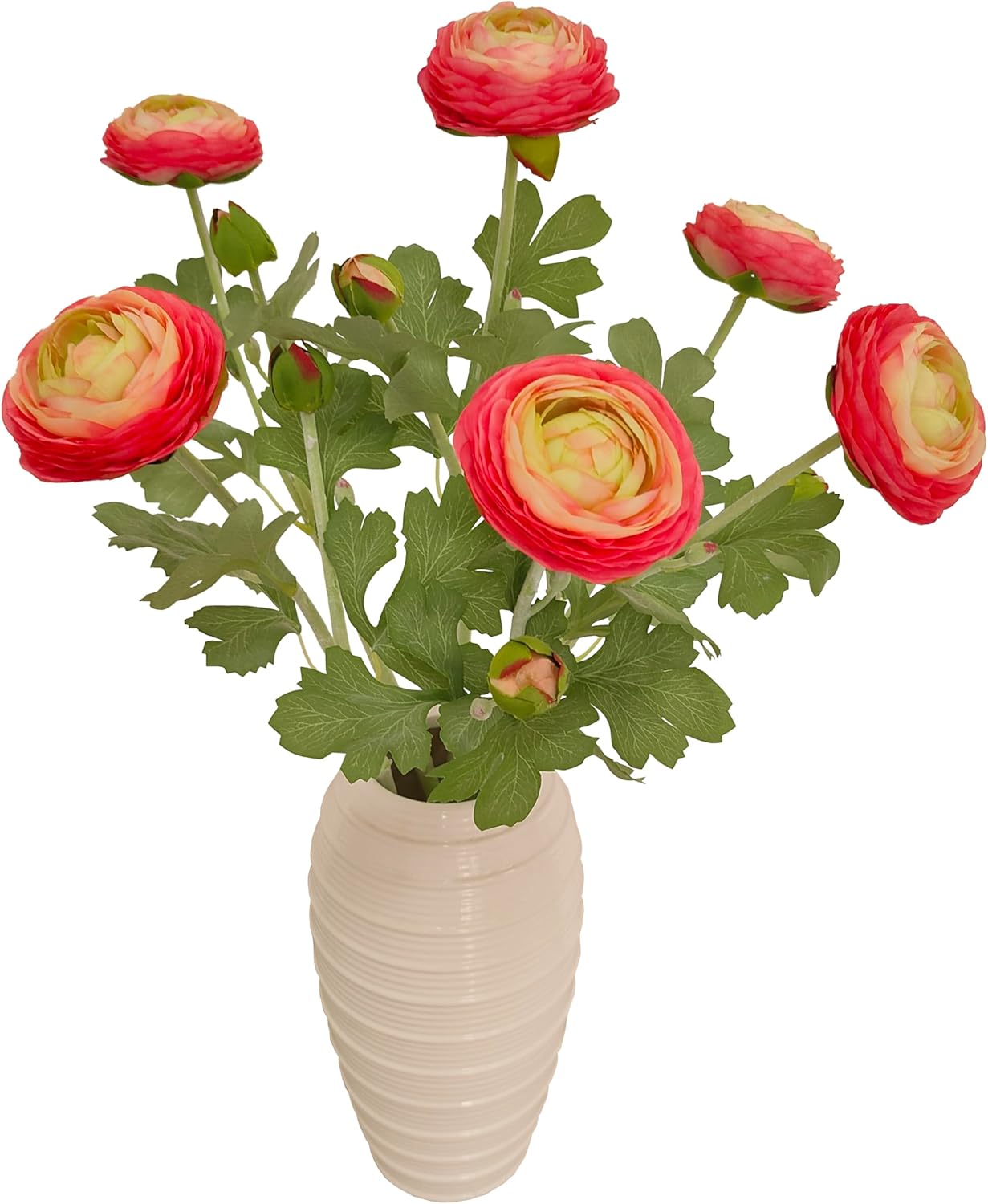 Pink Ranunculus Artificial Flowers,6 Pcs Artificial Faux Silk Ranunculus Flowers with Real Touch Stems,Fake Peony Flowers for Floral Arrangements DIY Wedding Bouquet Party Table Home Decor