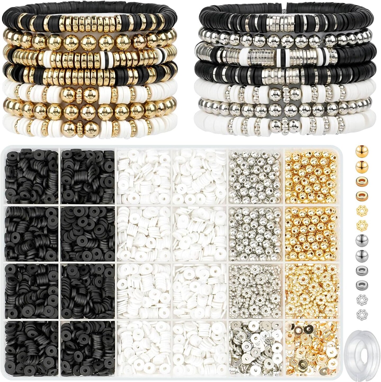 Clay Beads Bracelets for Women, Bracelet Making kit Golden Beads for Jewelry Making