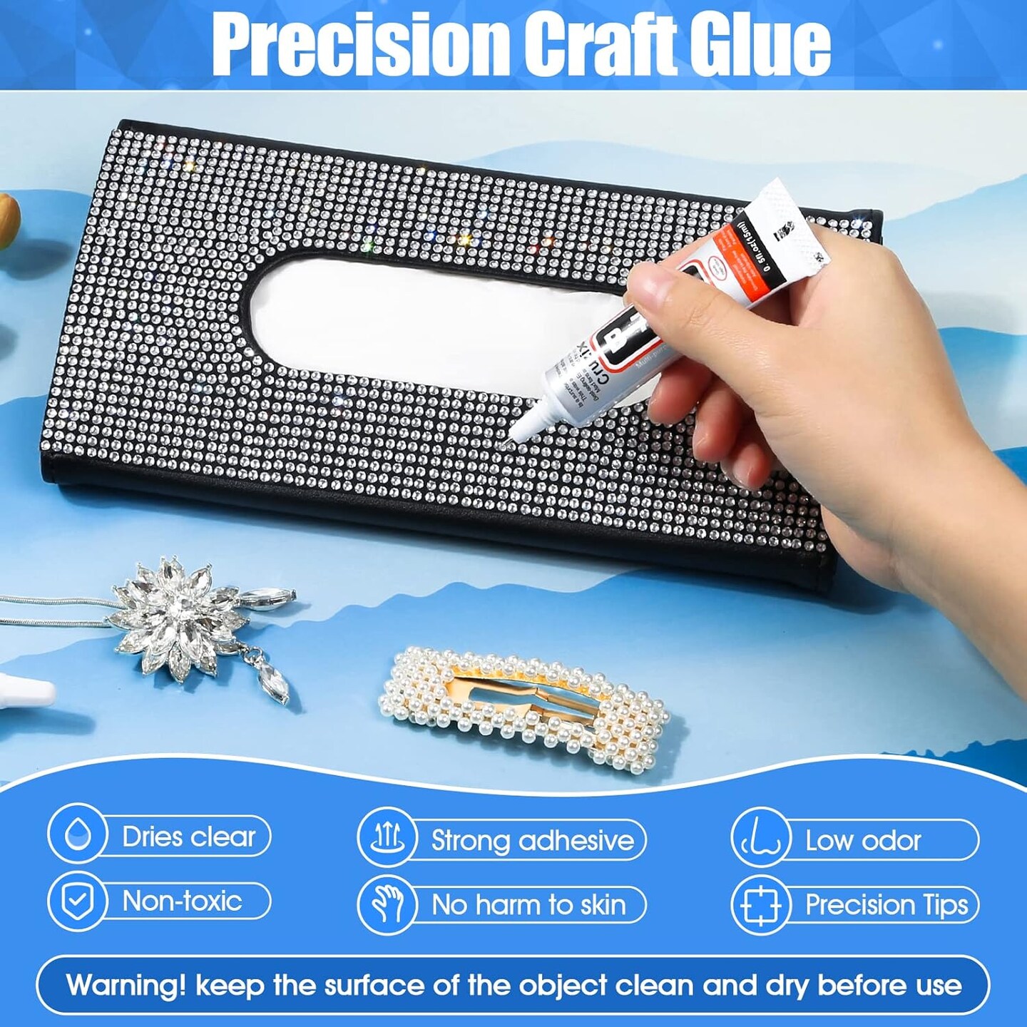 B-7000 Glue Clear for Rhinestone Crafts, Jewelry and Bead Adhesive B7000 Semi Fluid High Viscosity Glues for Clothes Shoes Fabric Cell Phones Screen Repair Metal Stone Nail Art Glass