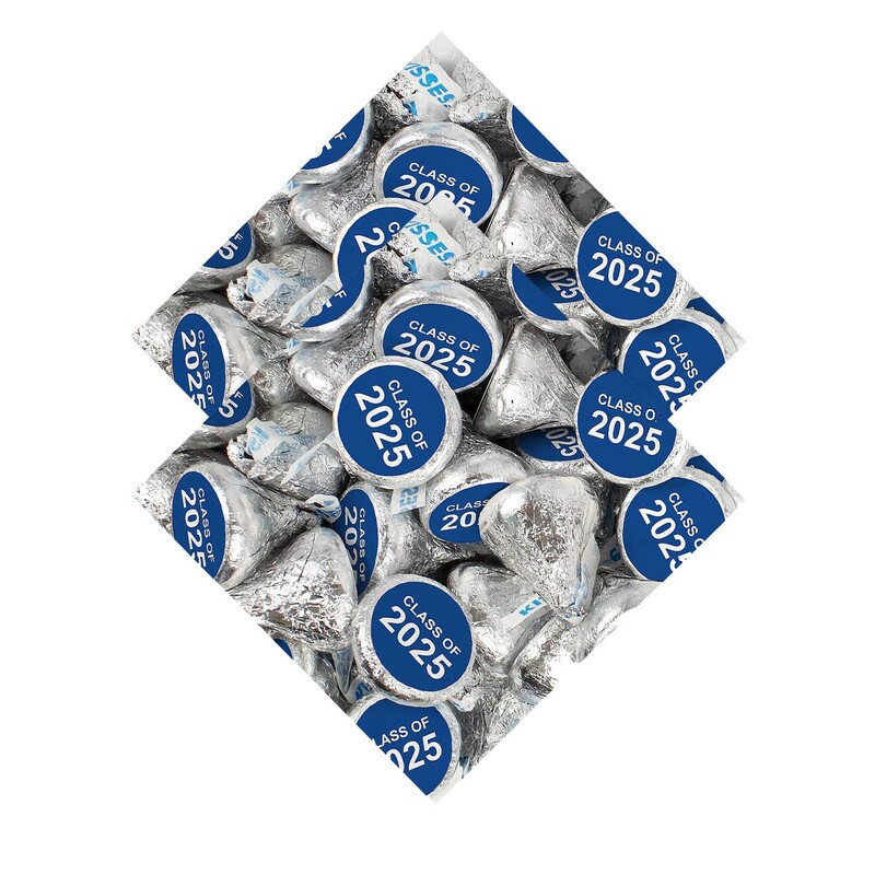Blue Graduation Candy Class of 2025 Hershey’s Kisses Milk Chocolate 90 Pcs 1 lb
