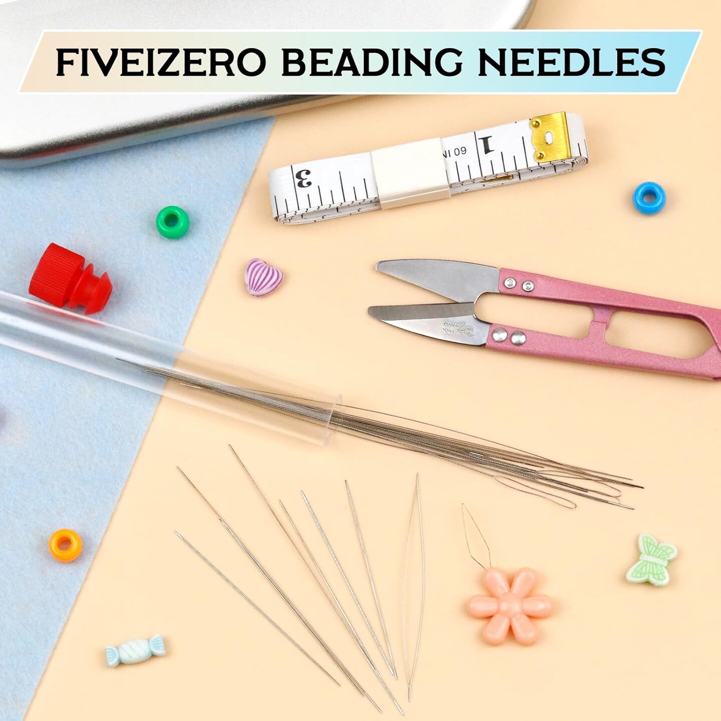 21 Pieces Beading Needles Set, 6 Sizes Seed Beads Needles Big Eye, Collapsible Beading Needles Set