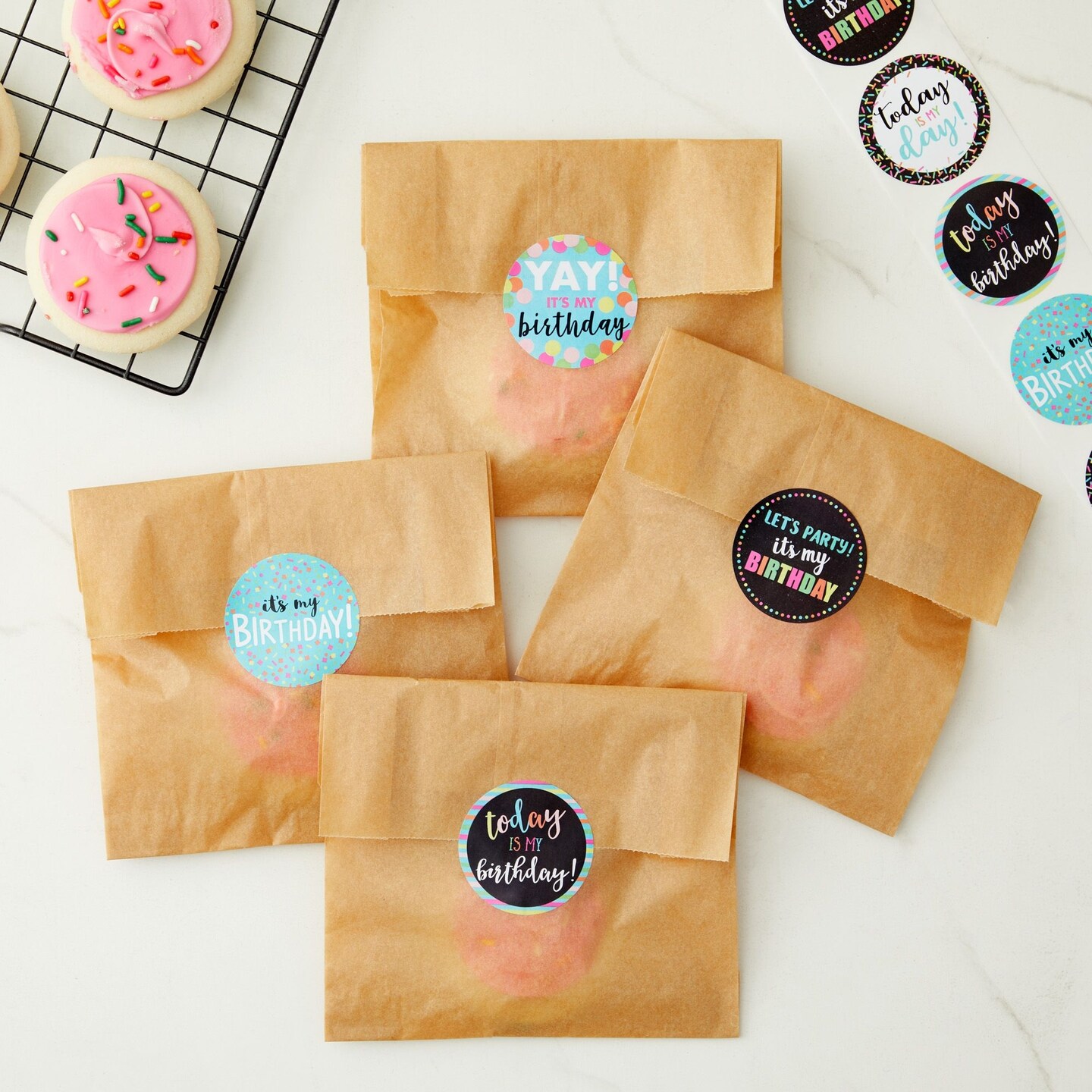 504 Piece Round Happy Birthday Stickers for Students, Happy Birthday to Me, Today is my Day Stickers, Kids Party Favors, Teachers, 6 Assorted Designs (2 Inches)