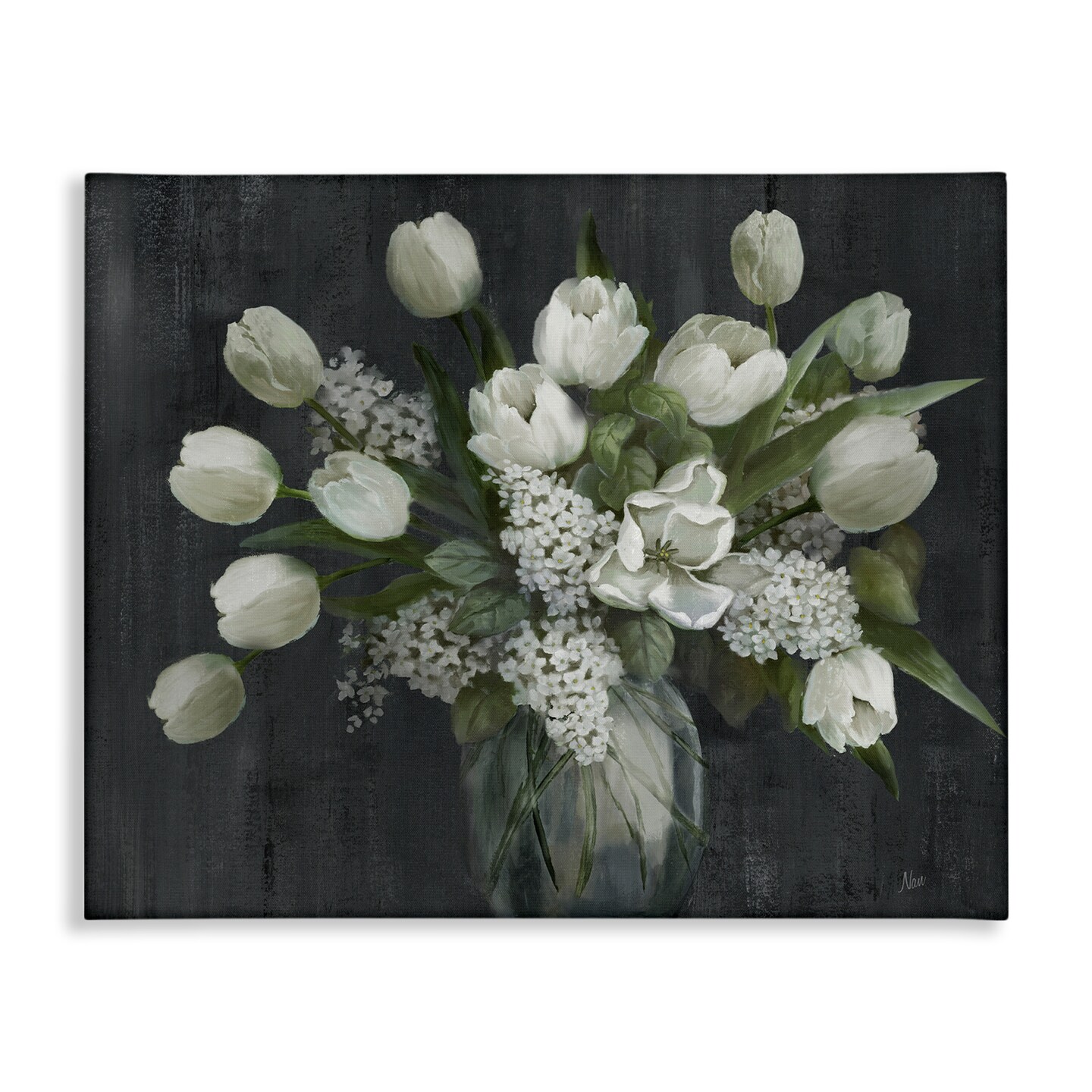 Stupell Industries Traditional Tulips on Gray Canvas Wall Art Design by ...