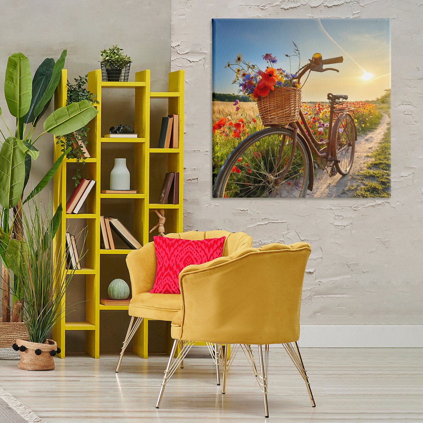 絵画 flk040096 Stupell Industries Flower Stop Bicycle Canvas Wall Art