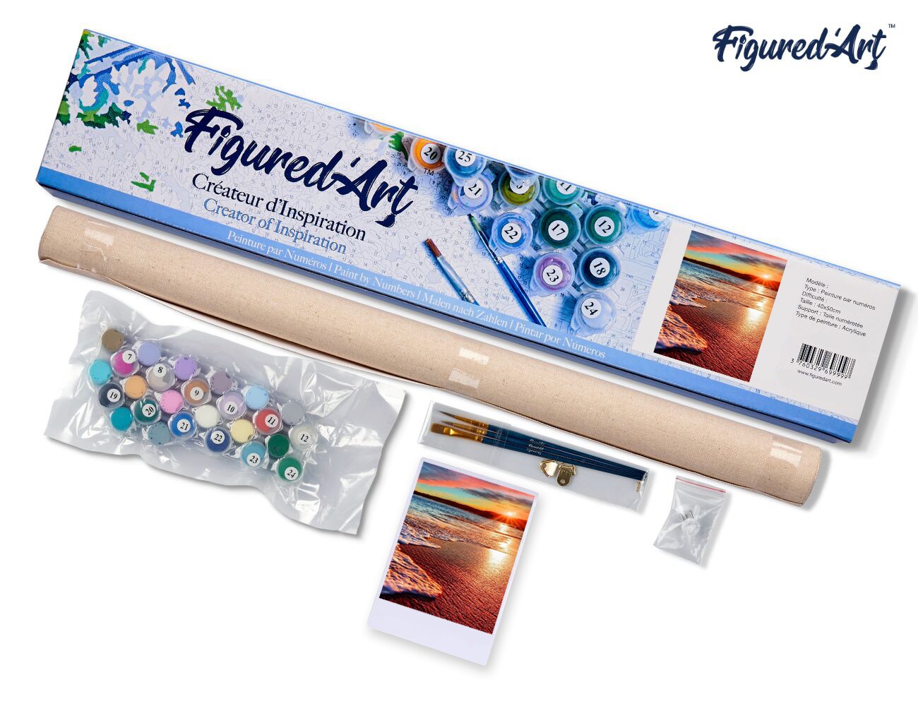 Figured&#x27;Art Paint by Numbers Kit for Adults Sea Foam 16&#x22;x20&#x22; - Craft Art Painting DIY Kit Rolled Canvas without frame