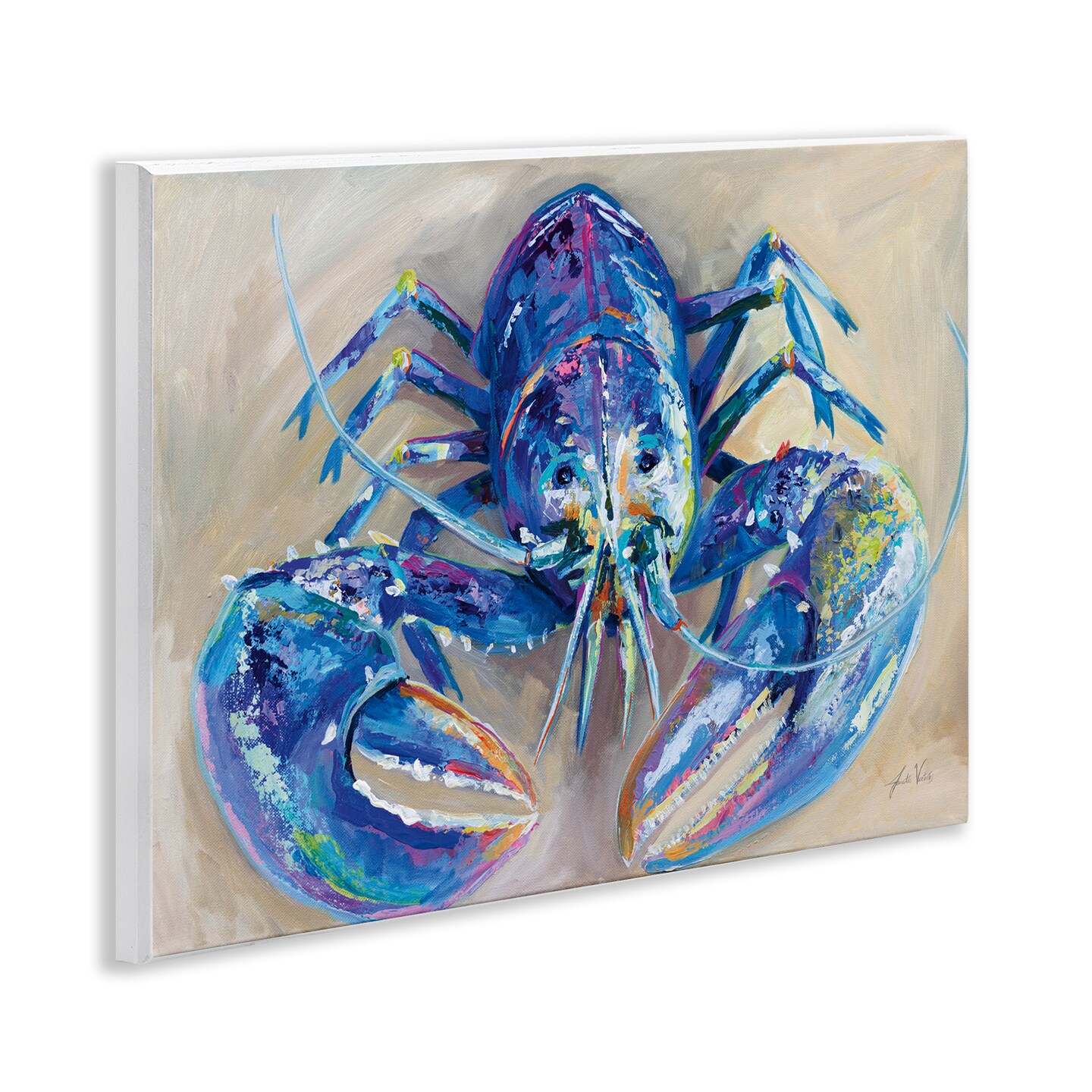 Stupell Industries Blue Lobster Impression Wall Plaque Art Design by Jeanette Vertentes