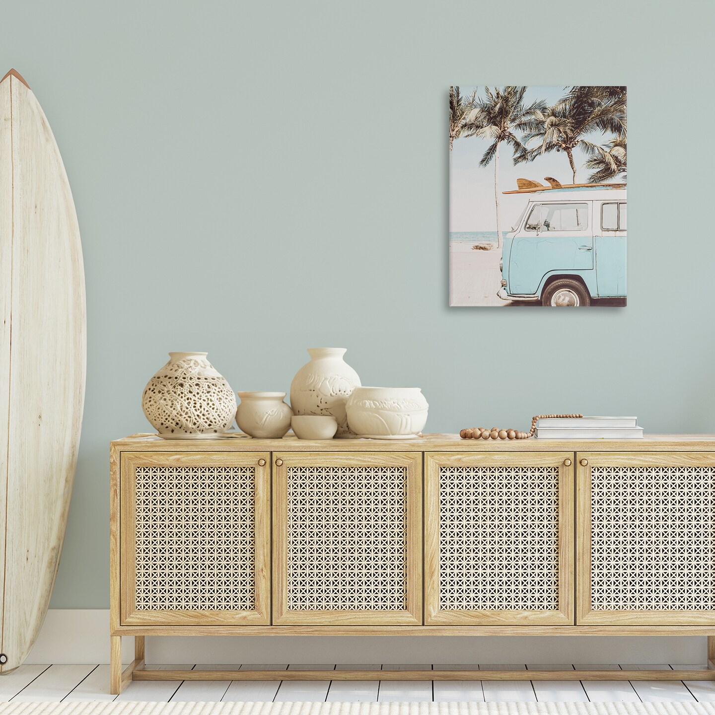 Stupell Industries Retro Surfboard &#x26; Van Canvas Wall Art Design by LSR Design Studio
