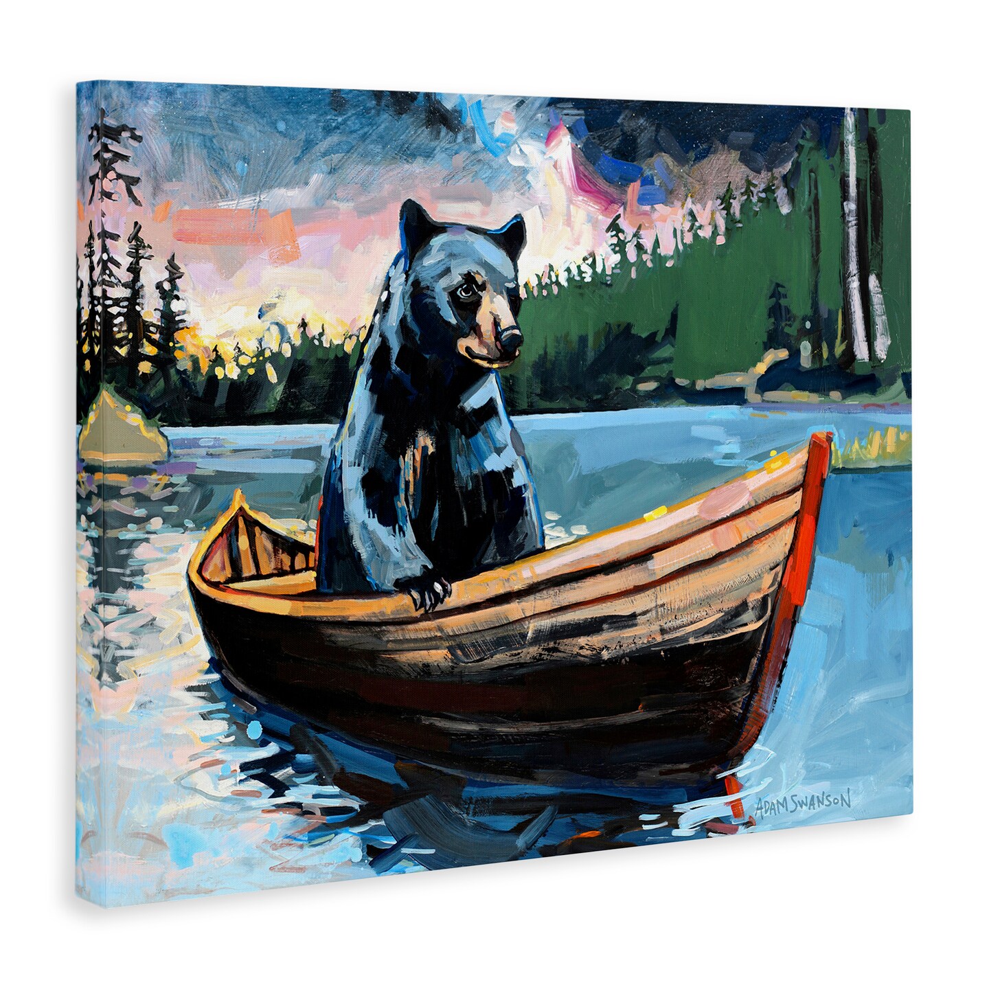 Stupell Industries Boating Black Bear Canvas Wall Art Design by Adam Swanson
