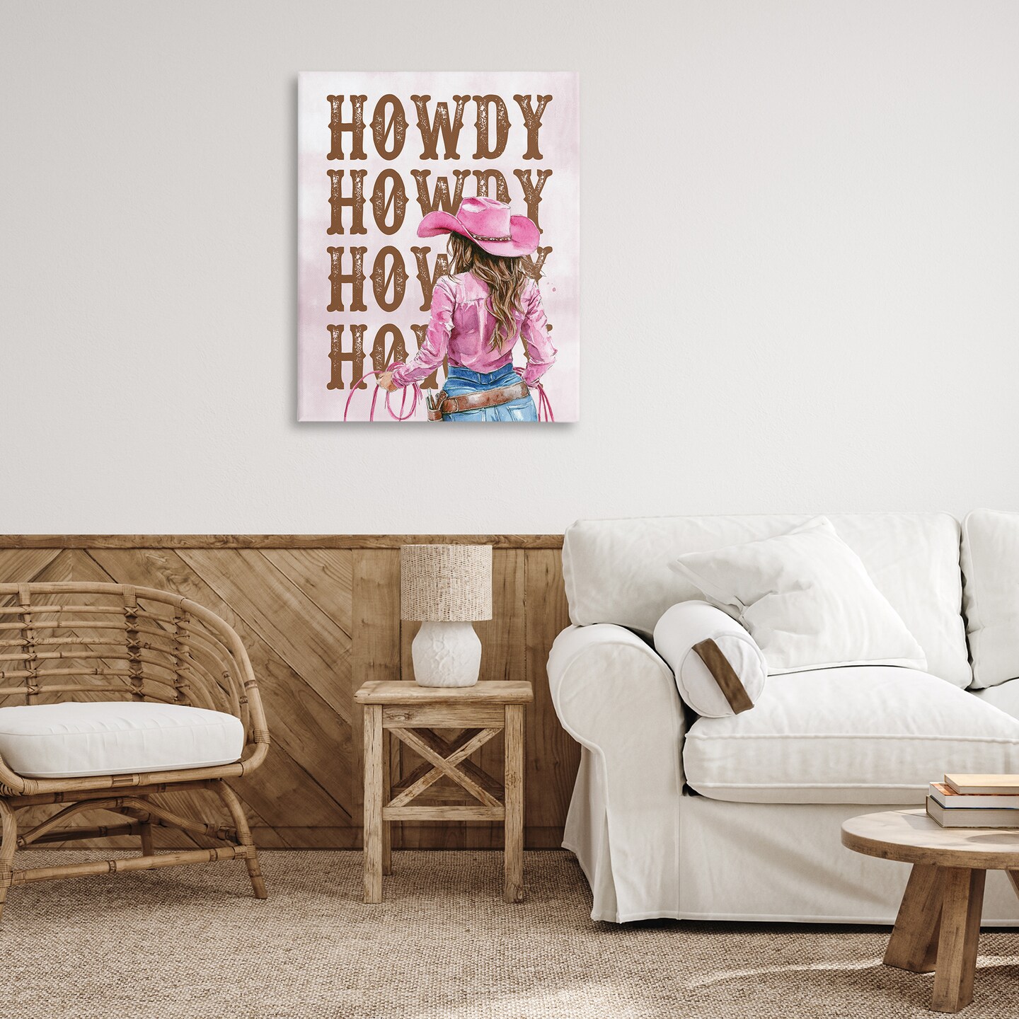 Stupell Industries Pink & Brown Howdy Cowgirl Canvas Wall Art Design by Lettered and Lined