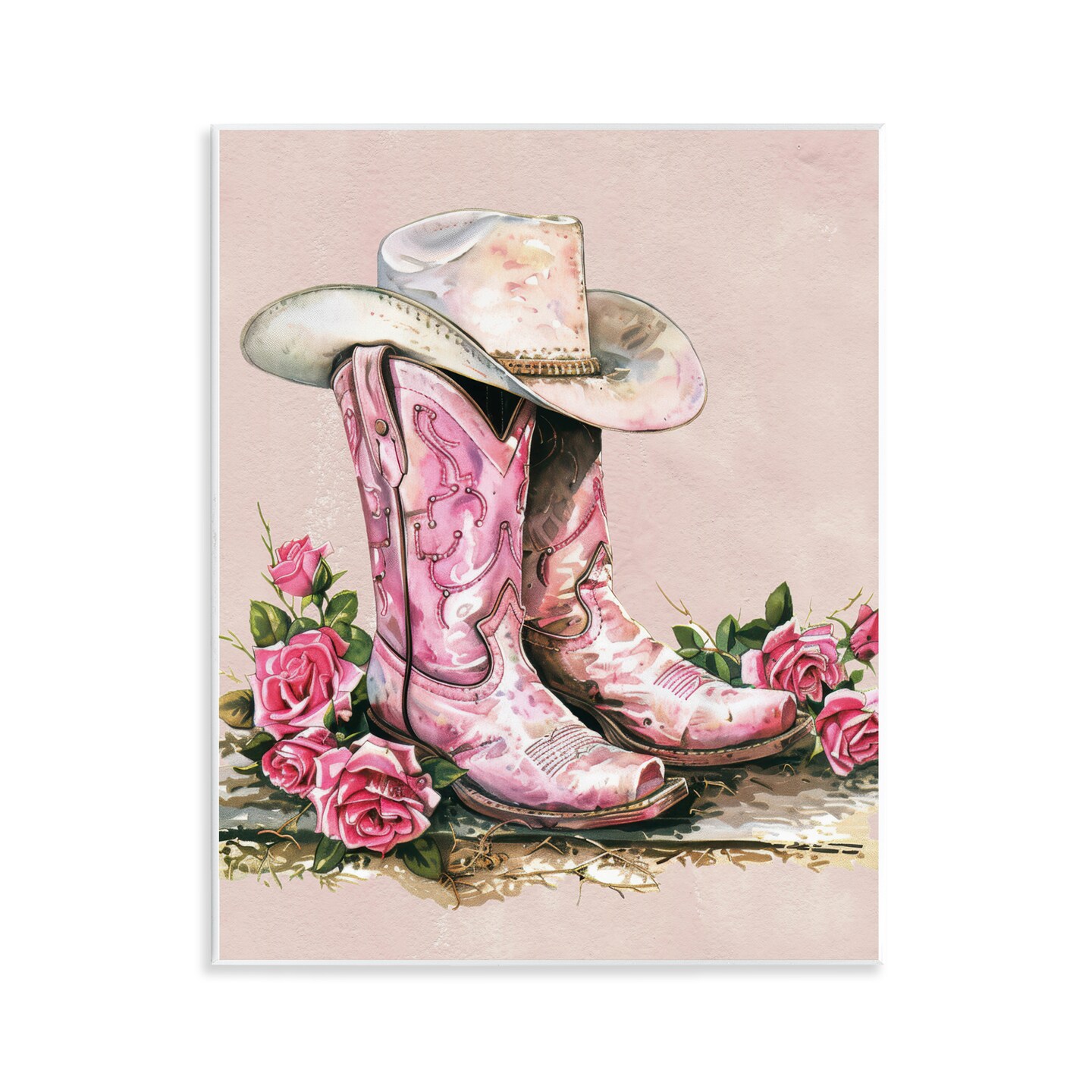 Stupell Industries Glam Bling Cowgirl Boots Wall Plaque Art Design by Lettered and Lined