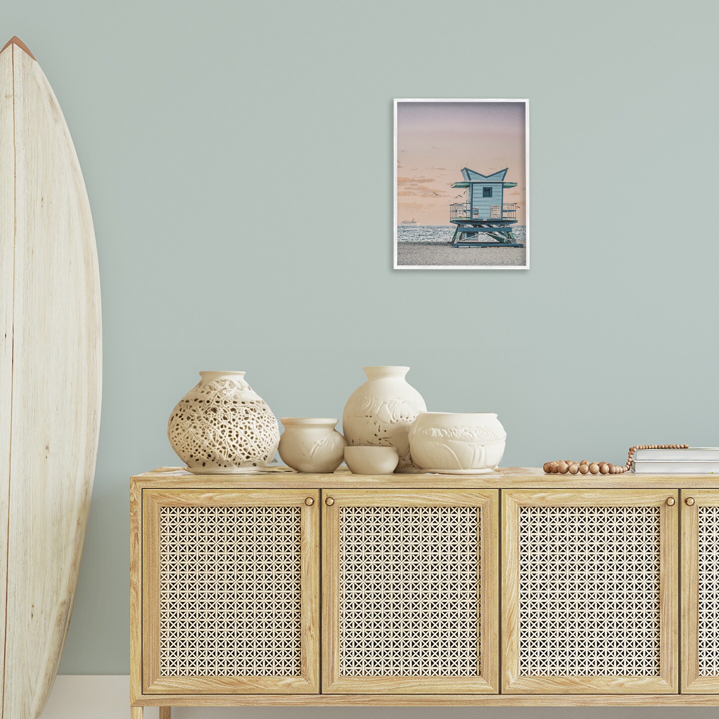 Stupell Industries Miami Lifeguard Stand Framed Giclee Wall Art Design by LSR Design Studio