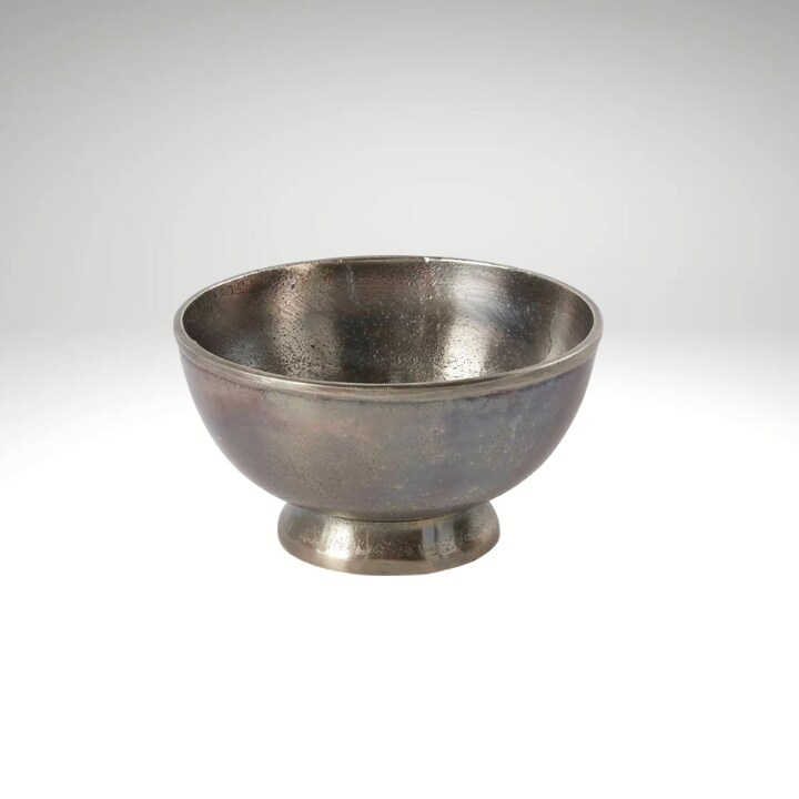 Small Vintage Metal Compote Bowl &#x2013; 5.75&#x22; Floral Pedestal Vase for Centerpieces &#x26; Wedding Decor-73230