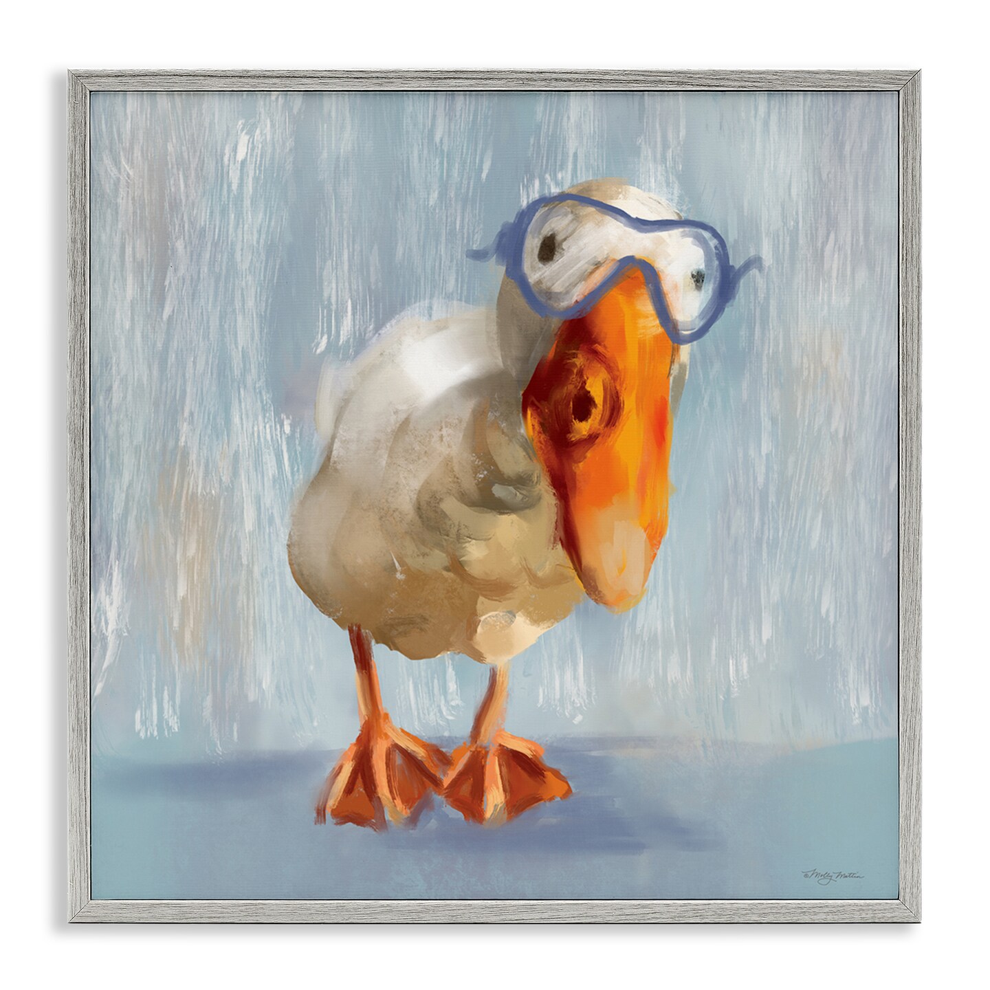 Stupell Industries Goose with Scooba Mask Framed Giclee Wall Art Design by Molly Mattin
