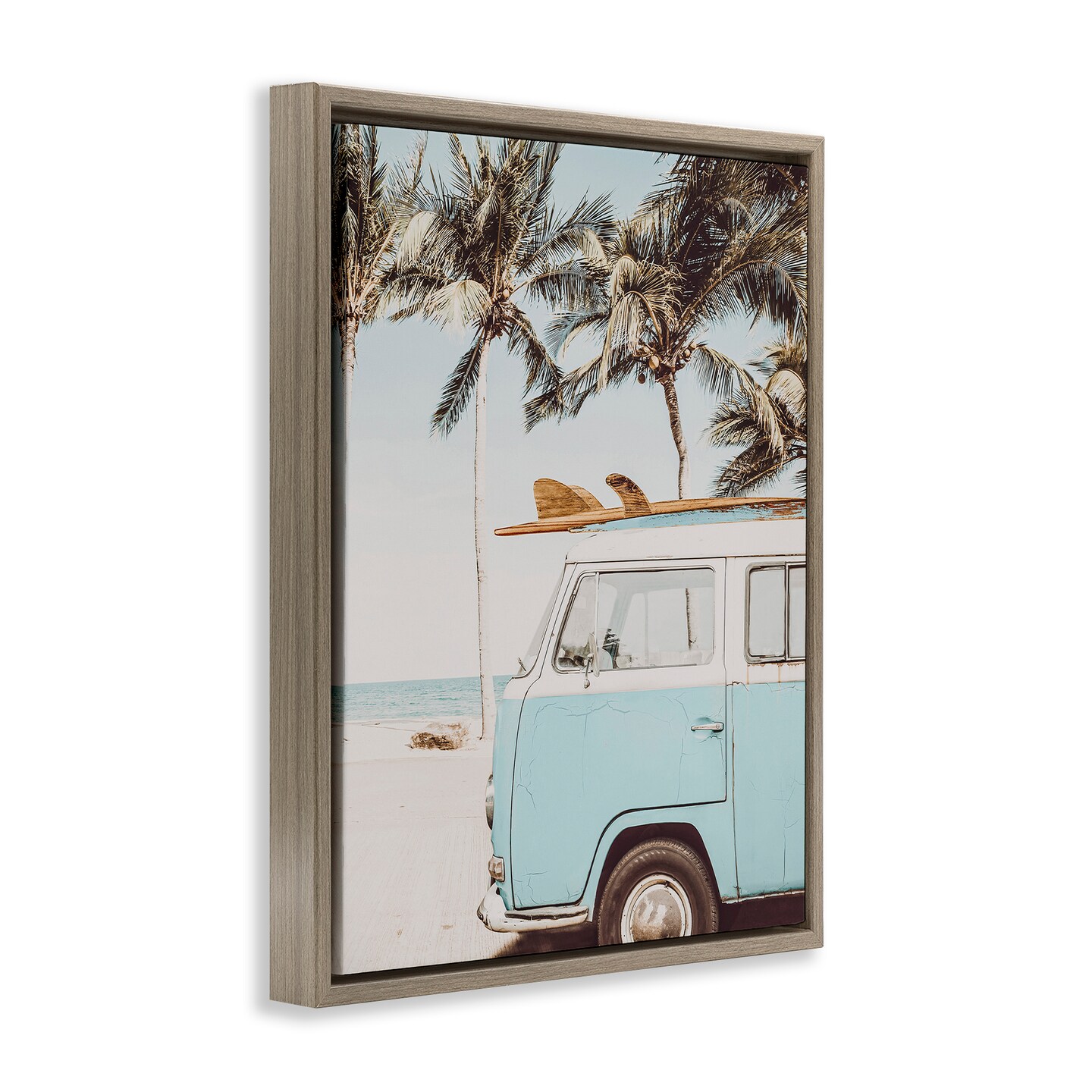Stupell Industries Retro Surfboard &#x26; Van Floater Framed Canvas Wall Art Design by LSR Design Studio