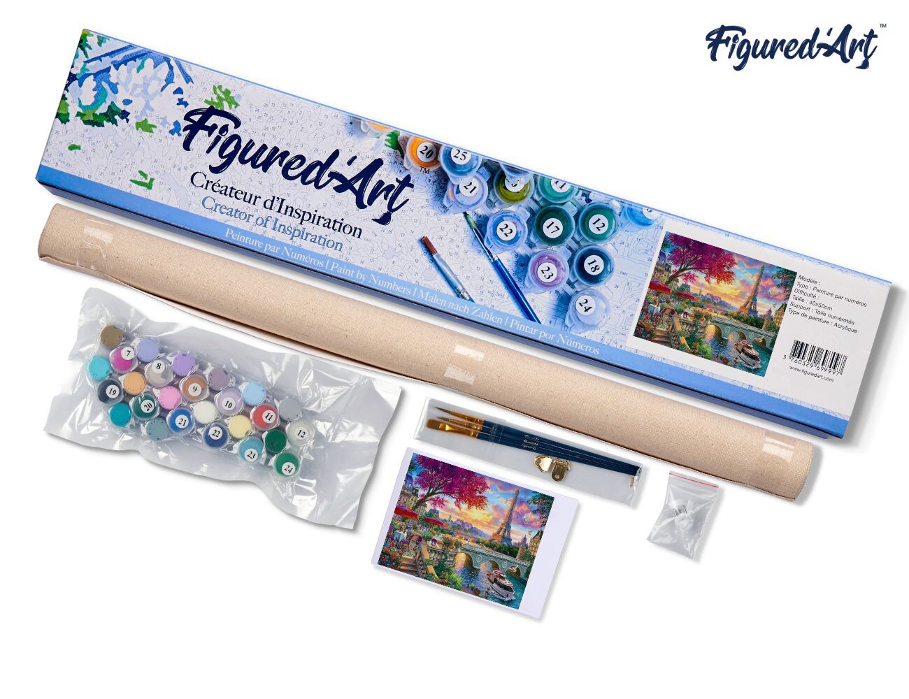 Figured&#x27;Art Paint by Numbers Kit for Adults Dinner By The Seine 16&#x22;x20&#x22; - Craft Art Painting DIY Kit Rolled Canvas without frame