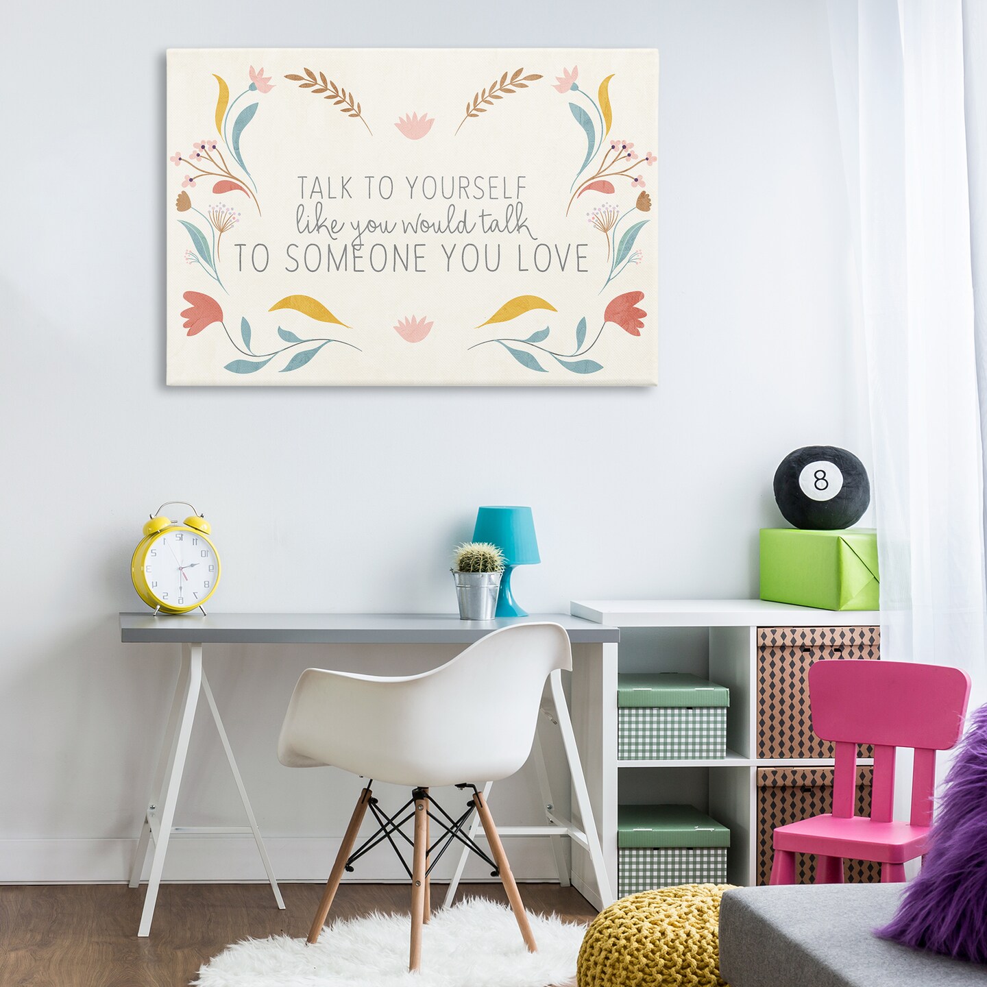 Stupell Industries Floral Self Love Inspirational Canvas Wall Art Design by Kim Allen
