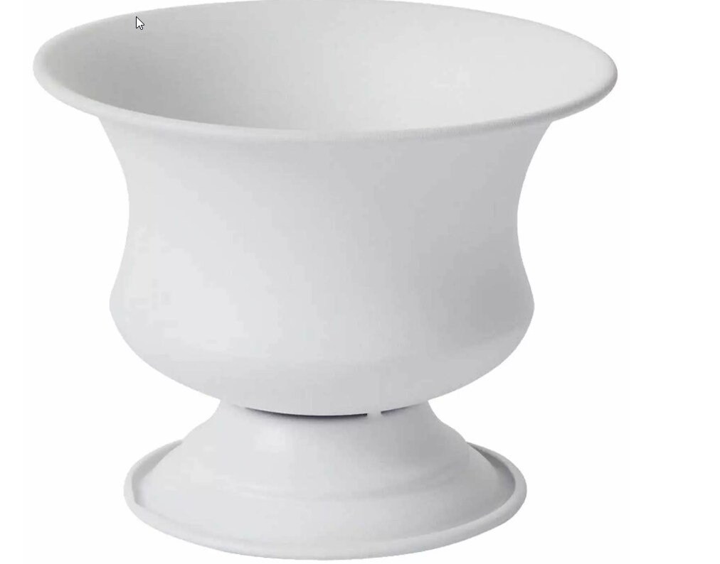 White Metal Urn Vase – 6.25"x5" Pedestal Floral Container for Wedding Centerpieces & Arrangements-72140.01