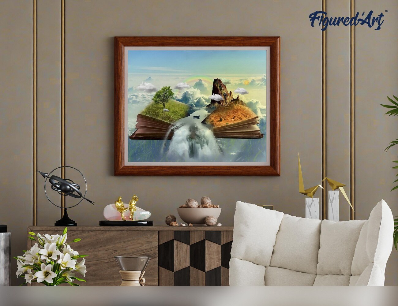Figured&#x27;Art Paint by Numbers Kit for Adults Landscape book 16&#x22;x20&#x22; - Craft Art Painting Rolled Canvas with DIY wooden frame