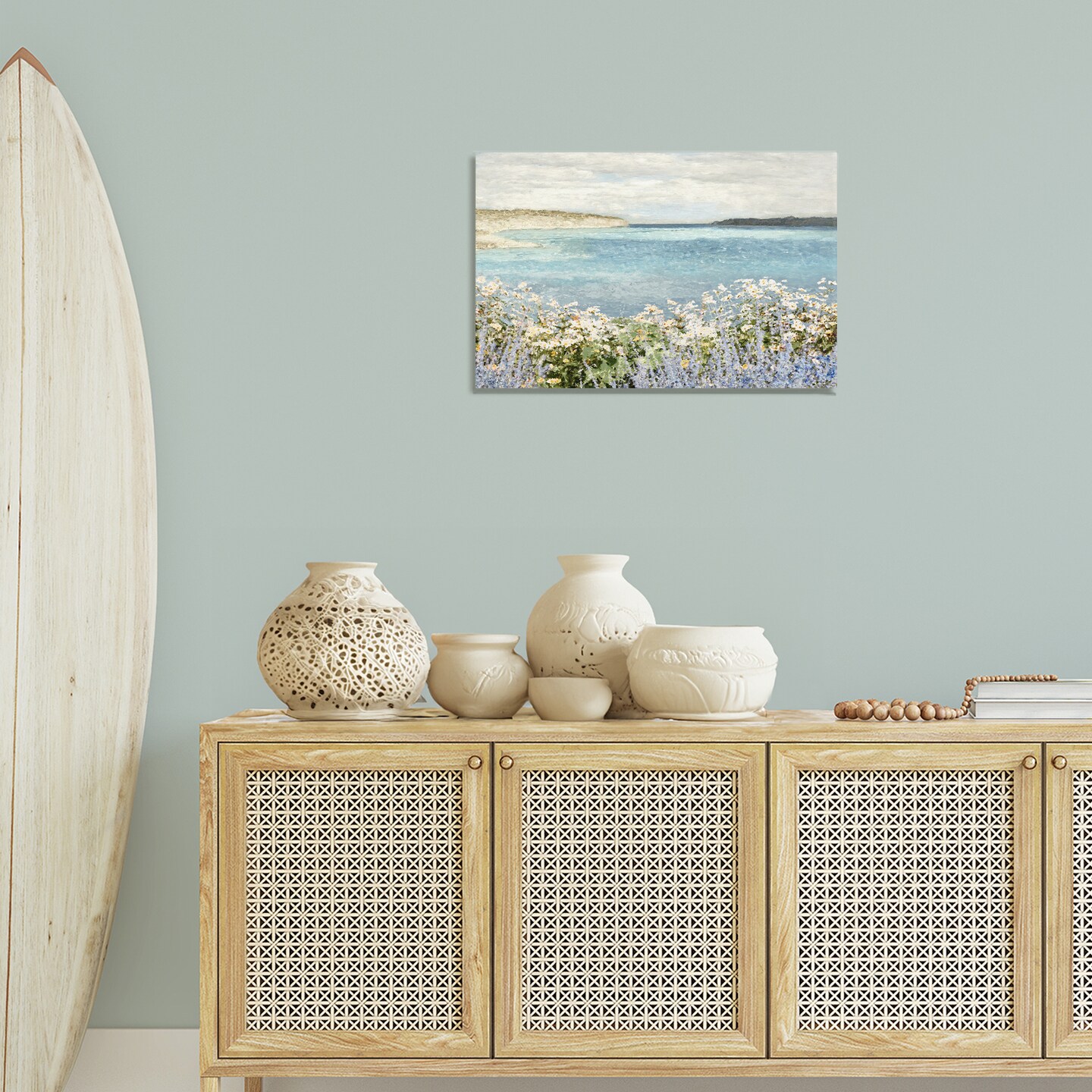 Stupell Industries Daisy Field over Sea Canvas Wall Art Design by Amber Sterling