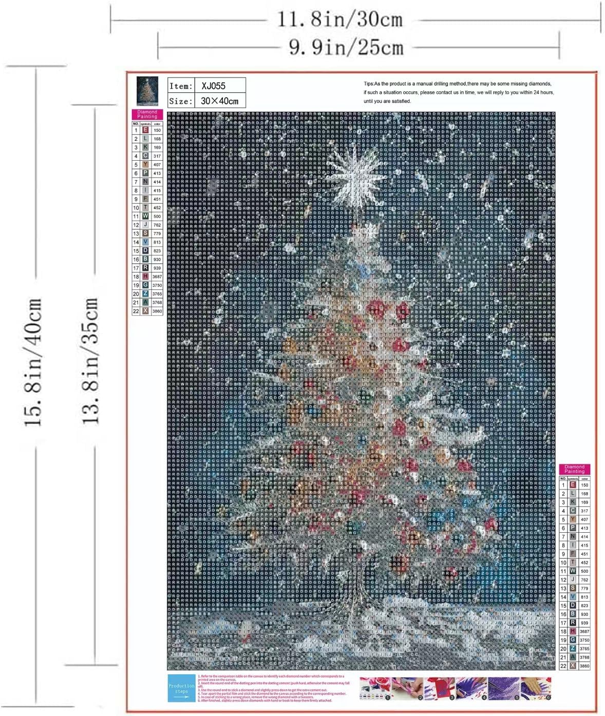 Christmas Tree Diamond Painting Kit for Adults &#x2013; 5D Full Round Drill Snowflake Diamond Art for Beginners &#x2013; DIY Winter Holiday Gem Dot Craft for Home Wall Decor &#x2013; 12x16 Inch