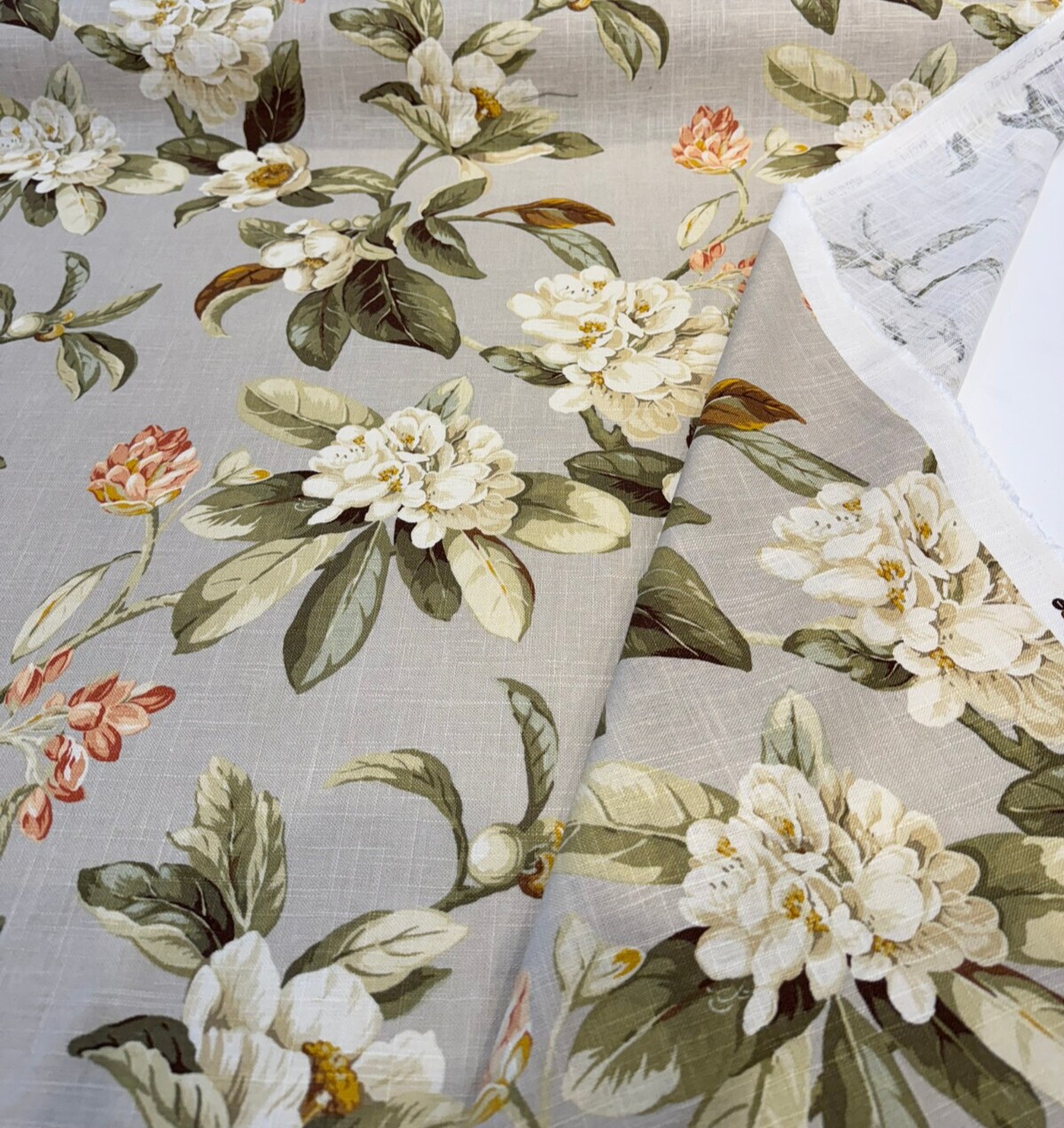 1 Yard Live Artfully Shadow Floral Linen Blend Upholstery Fabric 54 Inches Wide