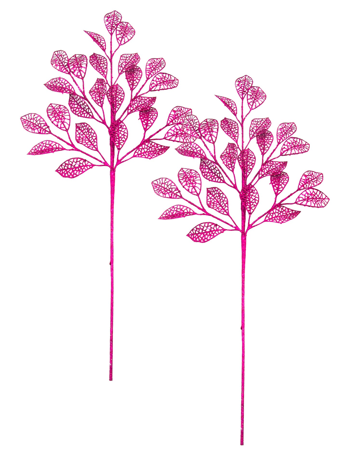 2 Pack of 24&#x22; Pink Leaf Picks with Glitter Enhancements