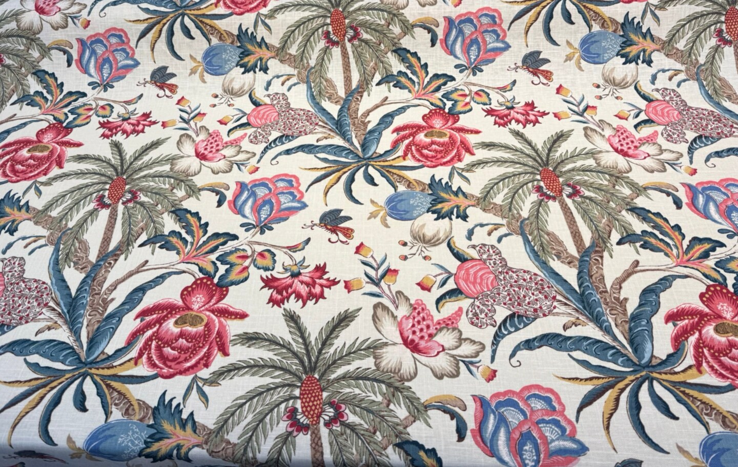 1 Yard Exotic Curiosity Jewel Tropical Linen Upholstery Fabric 54 Inches Wide