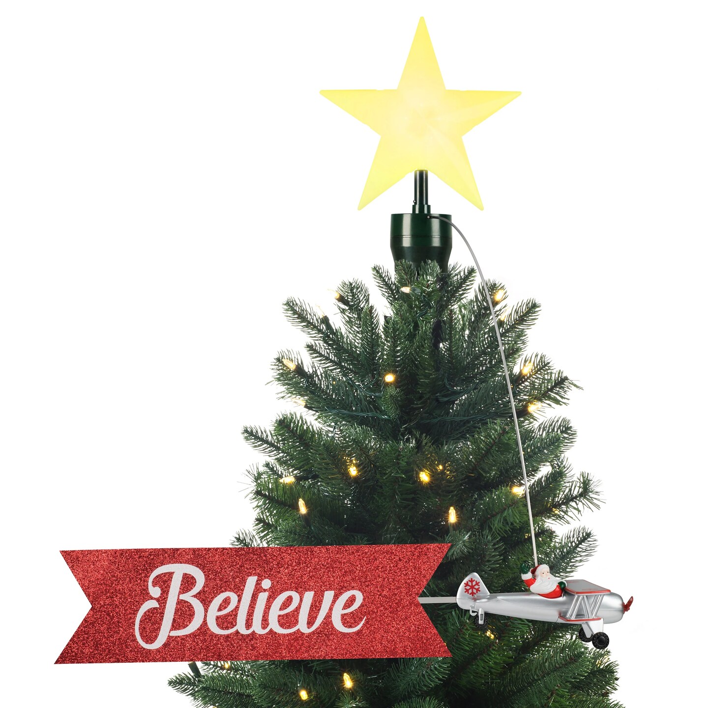 Animated Tree Topper - Santa&#x27;s Biplane