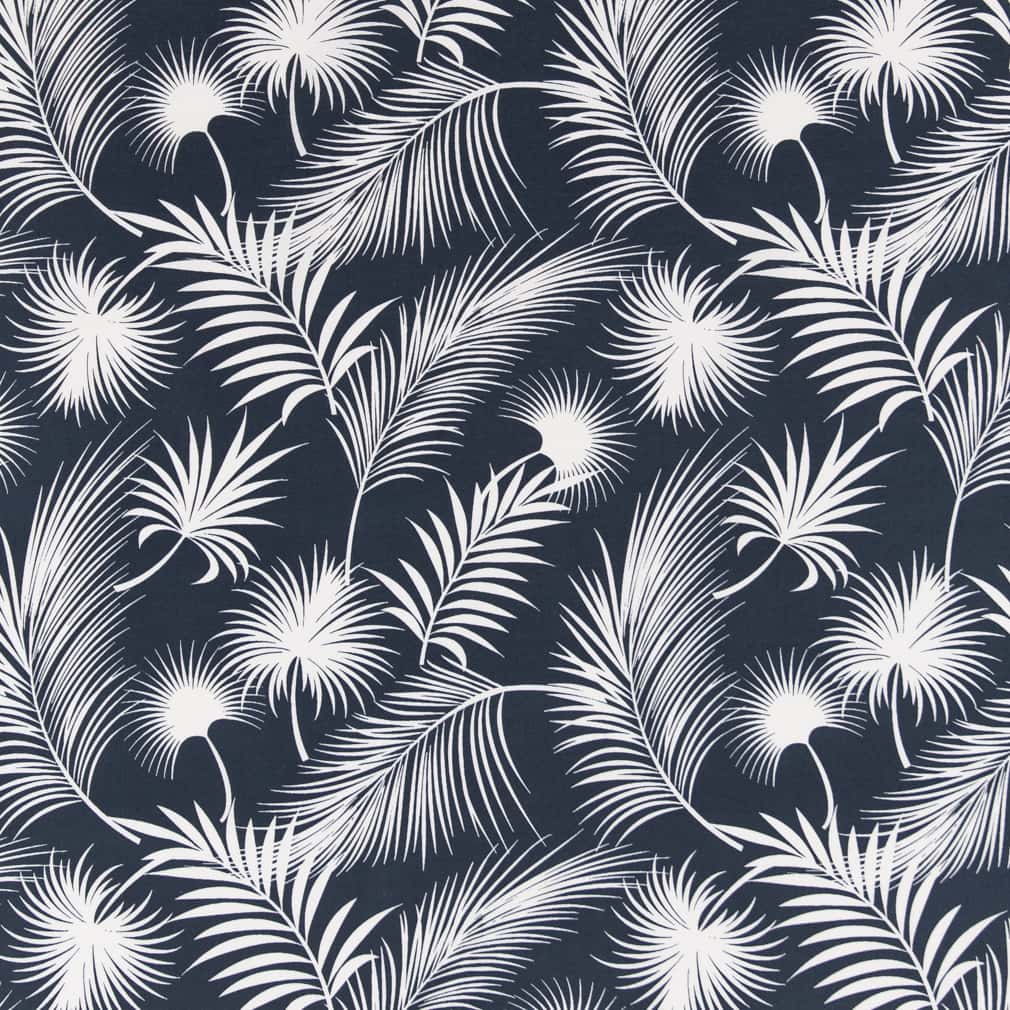 Navy - Blue Leaves,Tropical & Botanical Upholstery Fabric 54 Inches"