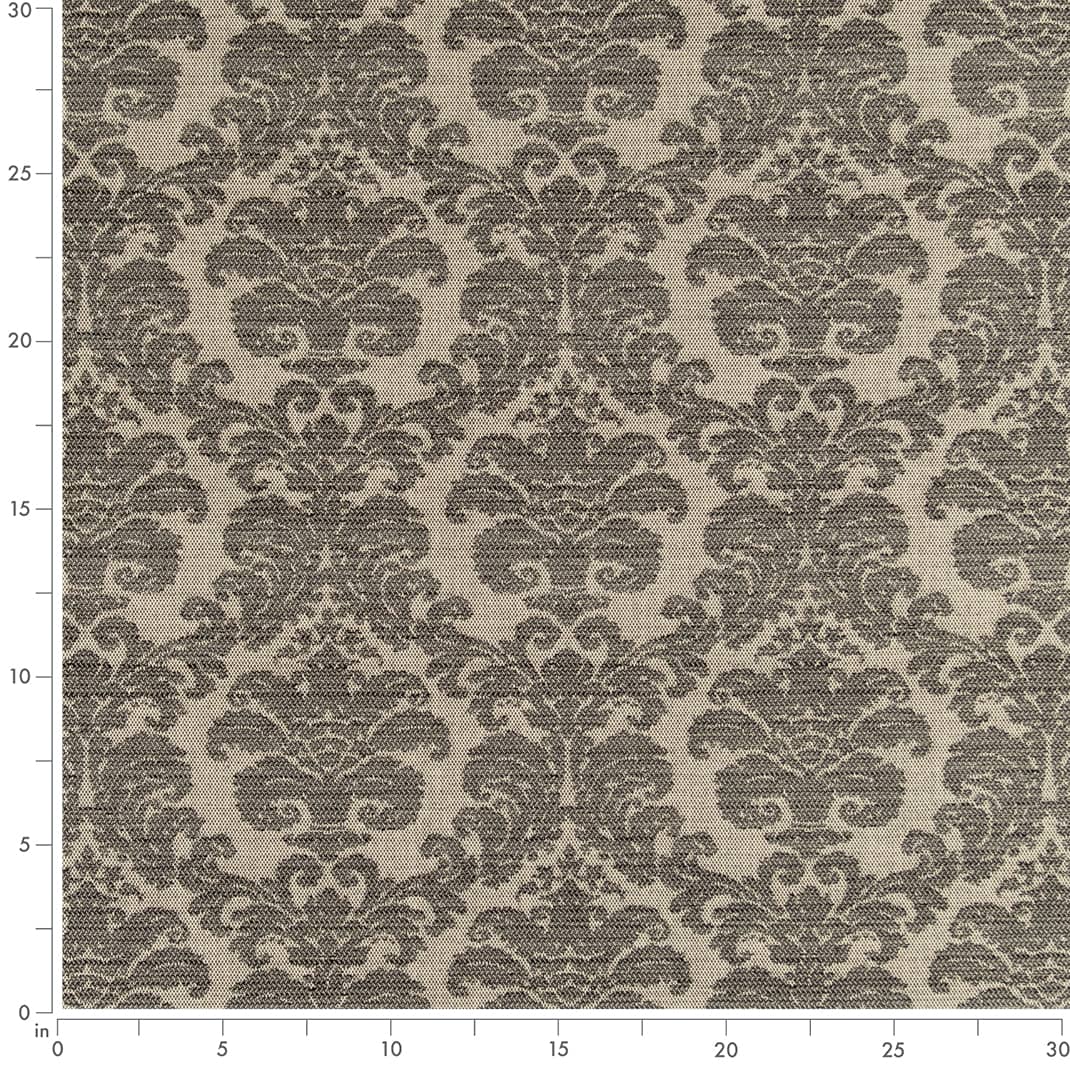 Smoke - Black,Grey & Silver Damask Upholstery Fabric 54 Inches"