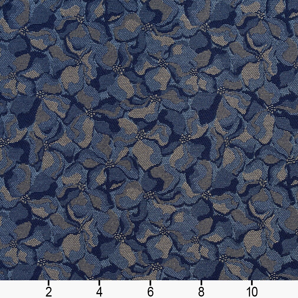 Pacific - Blue Abstract & Geometric,Floral Upholstery Fabric 54 Inches"