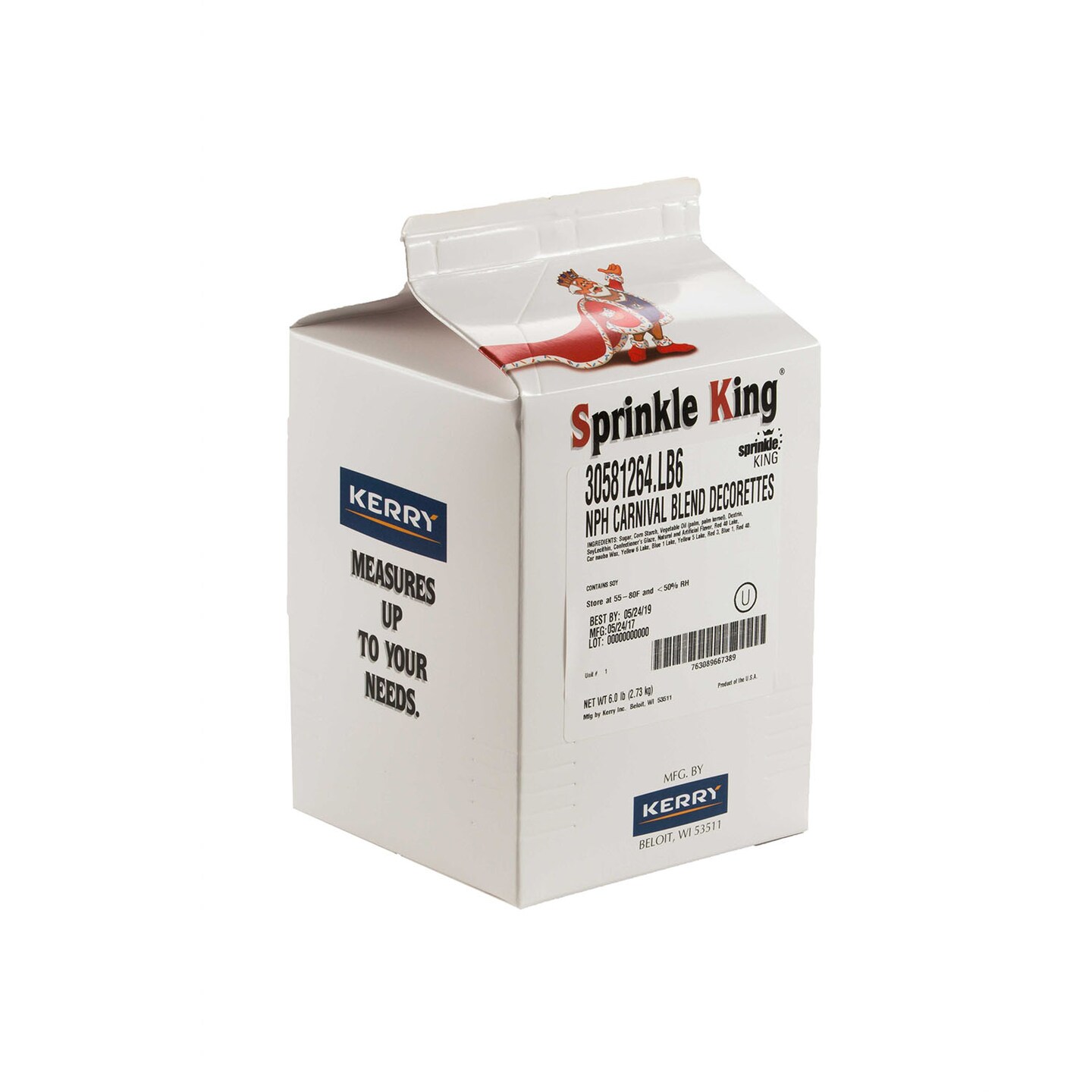 Sprinkle King Non Partially Hydrogenated Carnival Blend Decorettes 6 Pound Each 4 Case